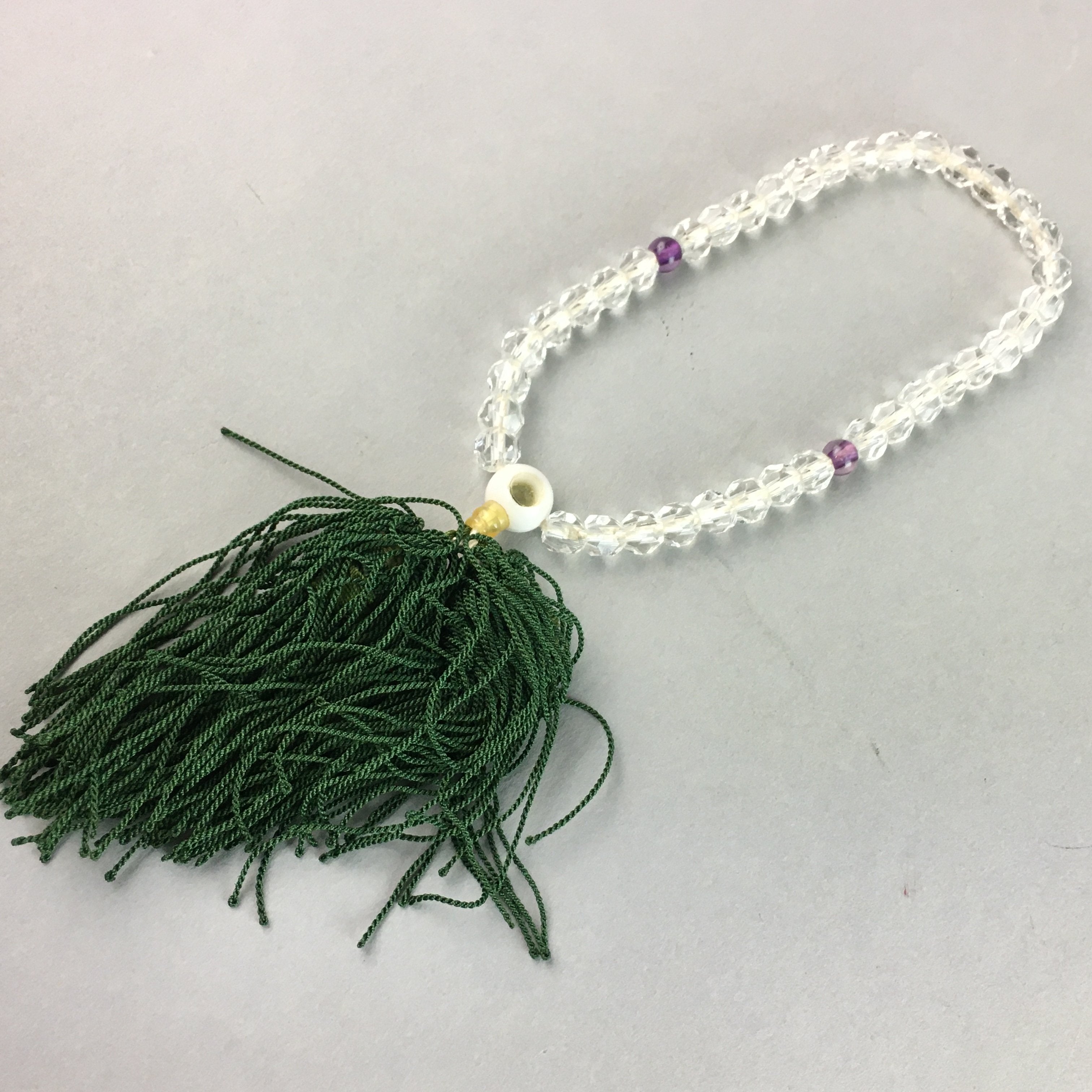 Japanese Buddhist Prayer Beads Vtg Translucent Rosary Bracelet JZ7