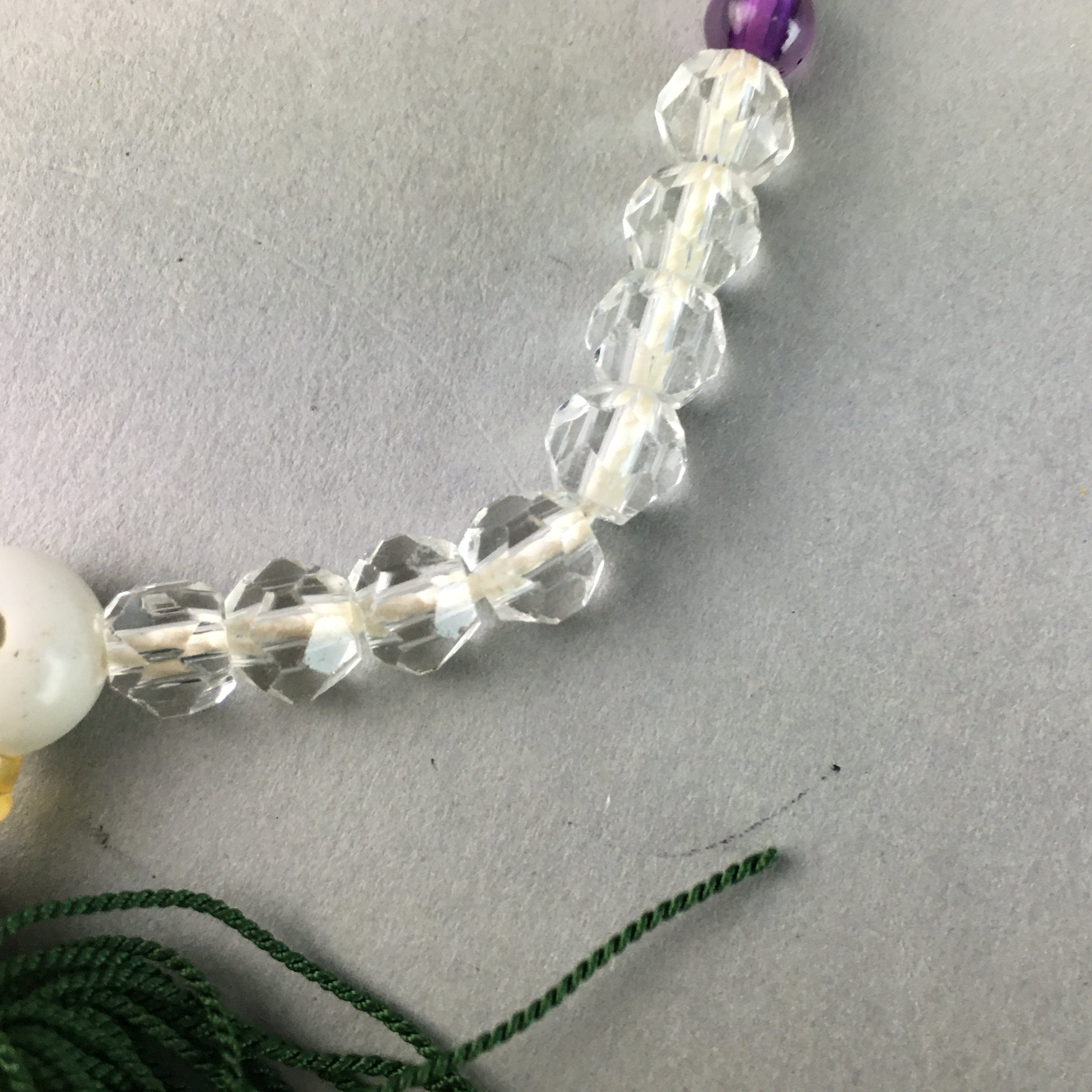 Japanese Buddhist Prayer Beads Vtg Translucent Rosary Bracelet JZ7