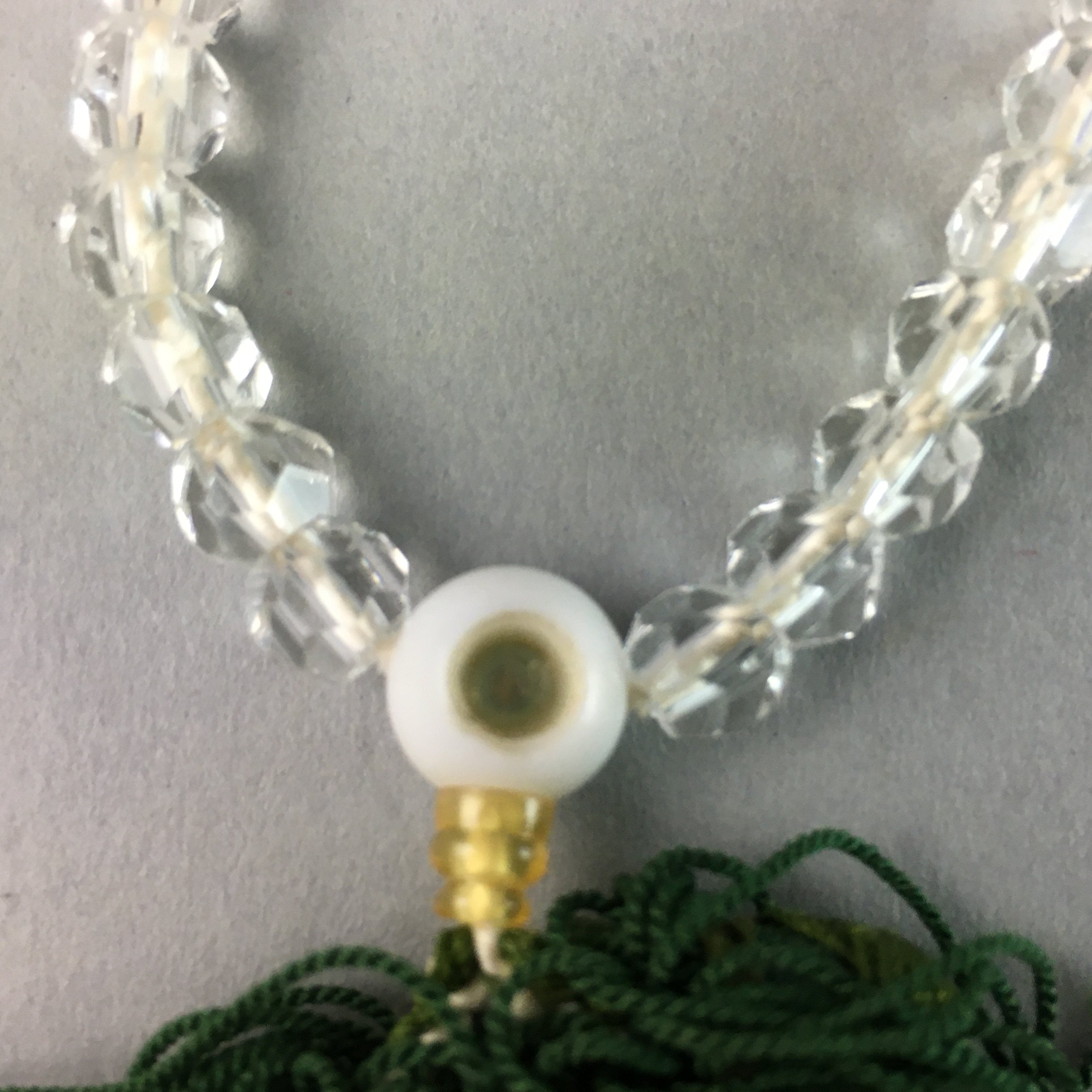 Japanese Buddhist Prayer Beads Vtg Translucent Rosary Bracelet JZ7