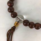 Japanese Buddhist Prayer Beads Vtg Wood Brown Beads Juzu Rosary Bracelet JZ84