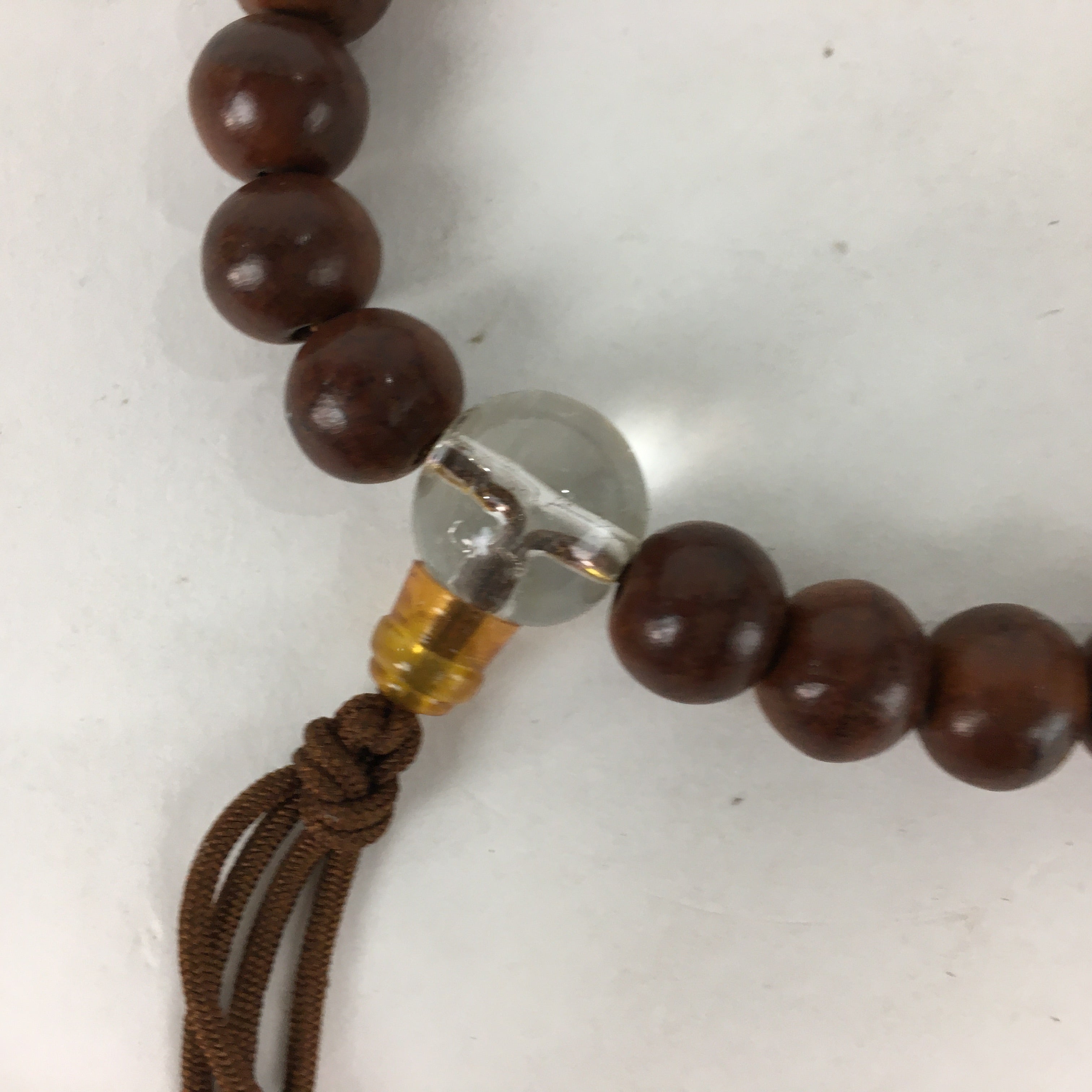 Japanese Buddhist Prayer Beads Vtg Wood Brown Beads Juzu Rosary Bracelet JZ84