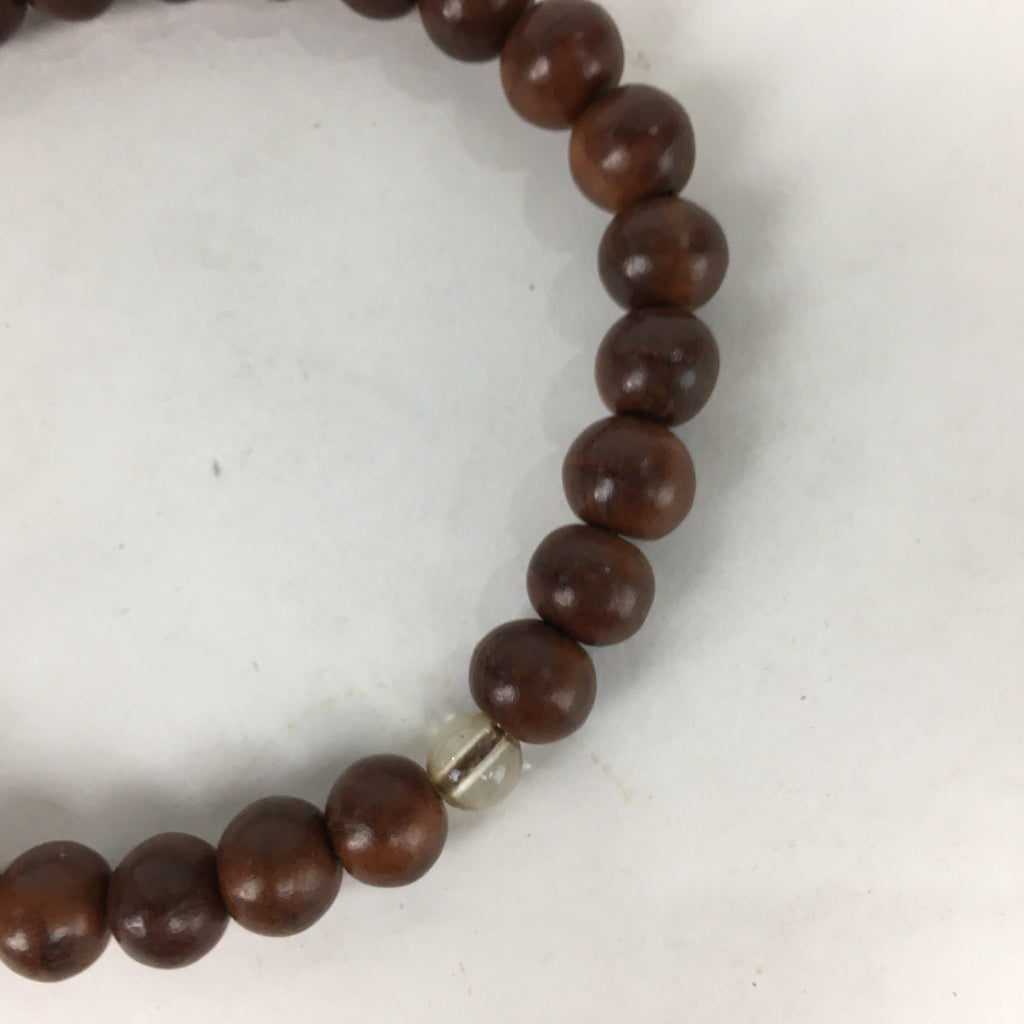 Japanese Buddhist Prayer Beads Vtg Wood Brown Beads Juzu Rosary Bracelet JZ84