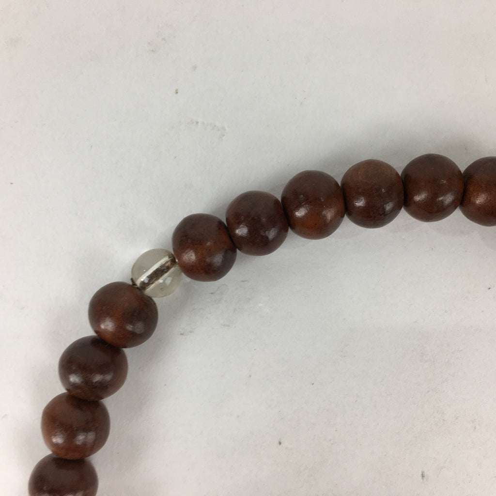 Japanese Buddhist Prayer Beads Vtg Wood Brown Beads Juzu Rosary Bracelet JZ84