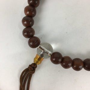 Japanese Buddhist Prayer Beads Vtg Wood Brown Beads Juzu Rosary Bracelet JZ84