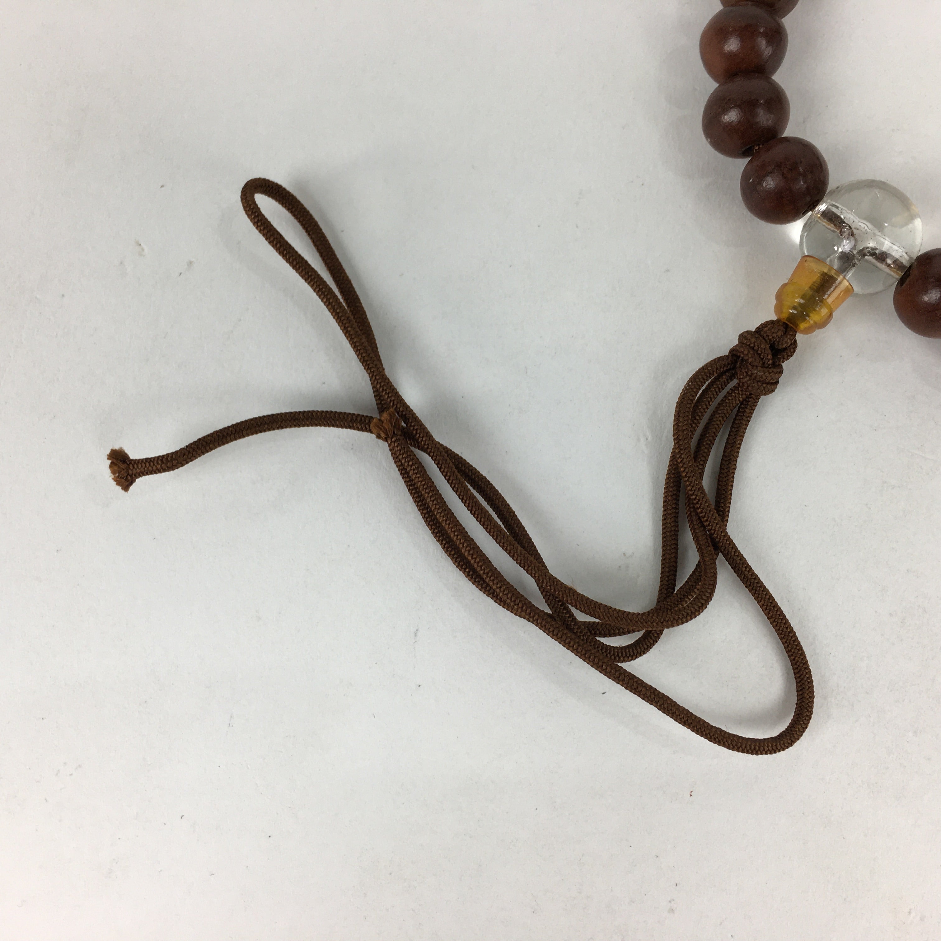 Japanese Buddhist Prayer Beads Vtg Wood Brown Beads Juzu Rosary Bracelet JZ84