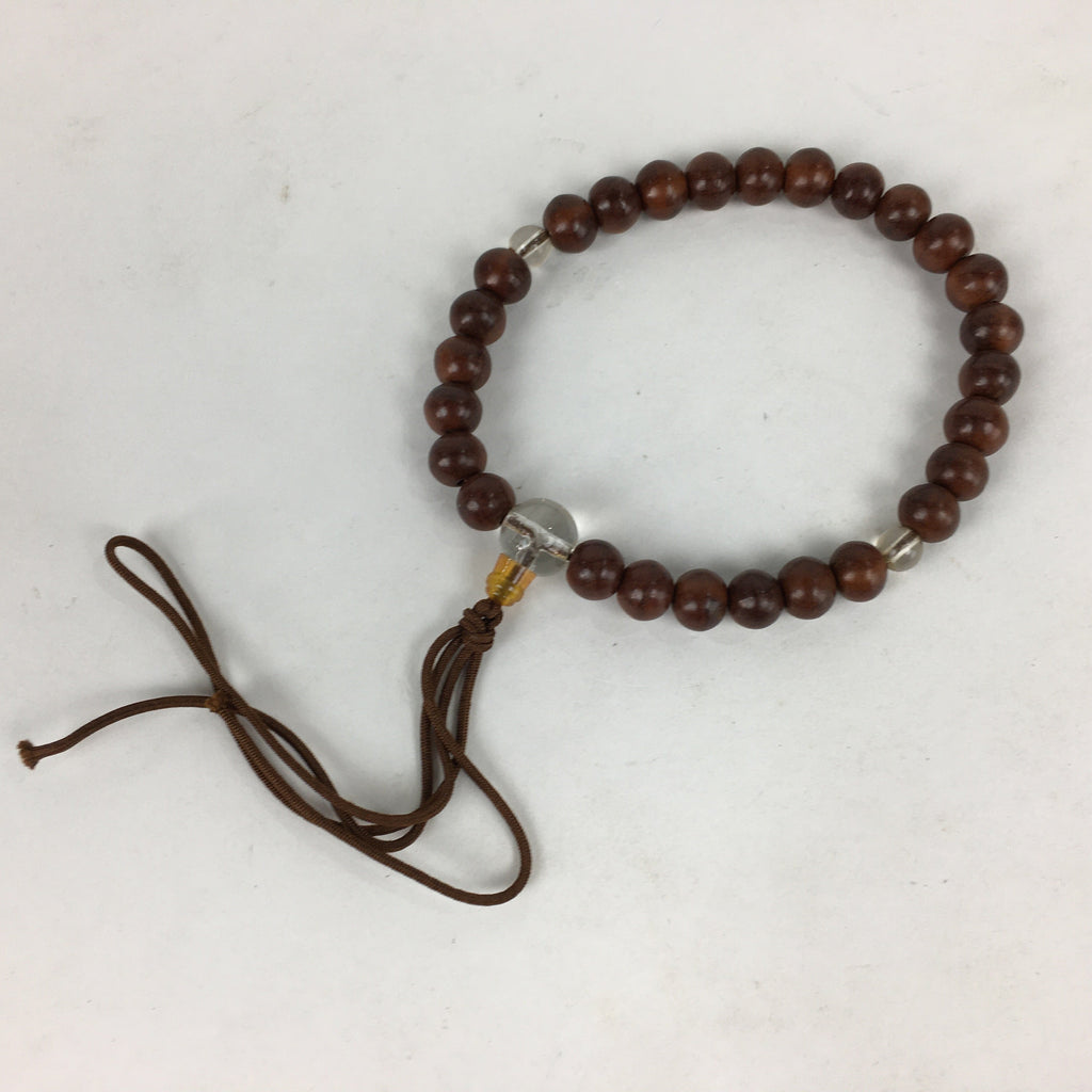 Japanese Buddhist Prayer Beads Vtg Wood Brown Beads Juzu Rosary Bracelet JZ84