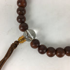 Japanese Buddhist Prayer Beads Vtg Wood Brown Beads Juzu Rosary Bracelet JZ85