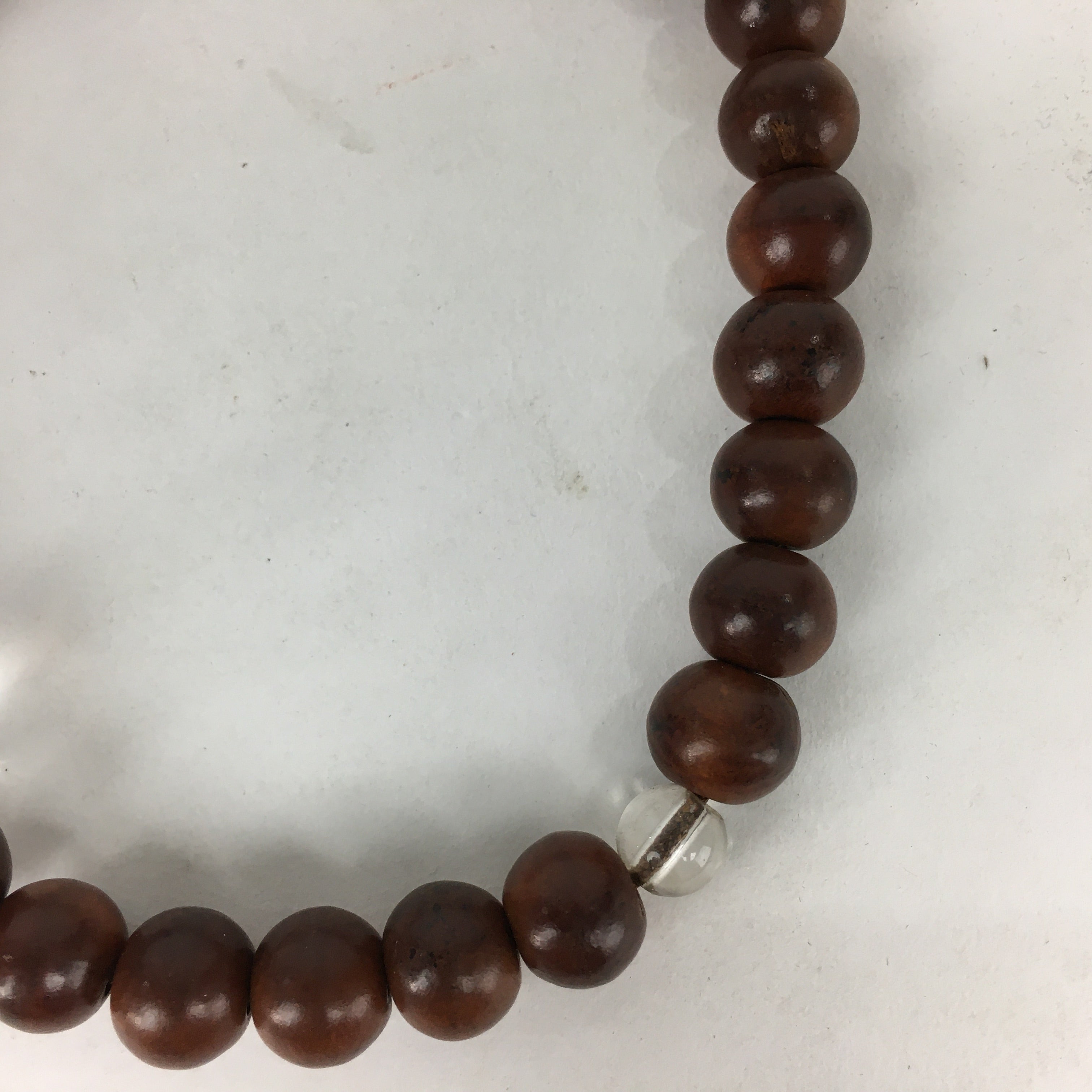 Japanese Buddhist Prayer Beads Vtg Wood Brown Beads Juzu Rosary Bracelet JZ85