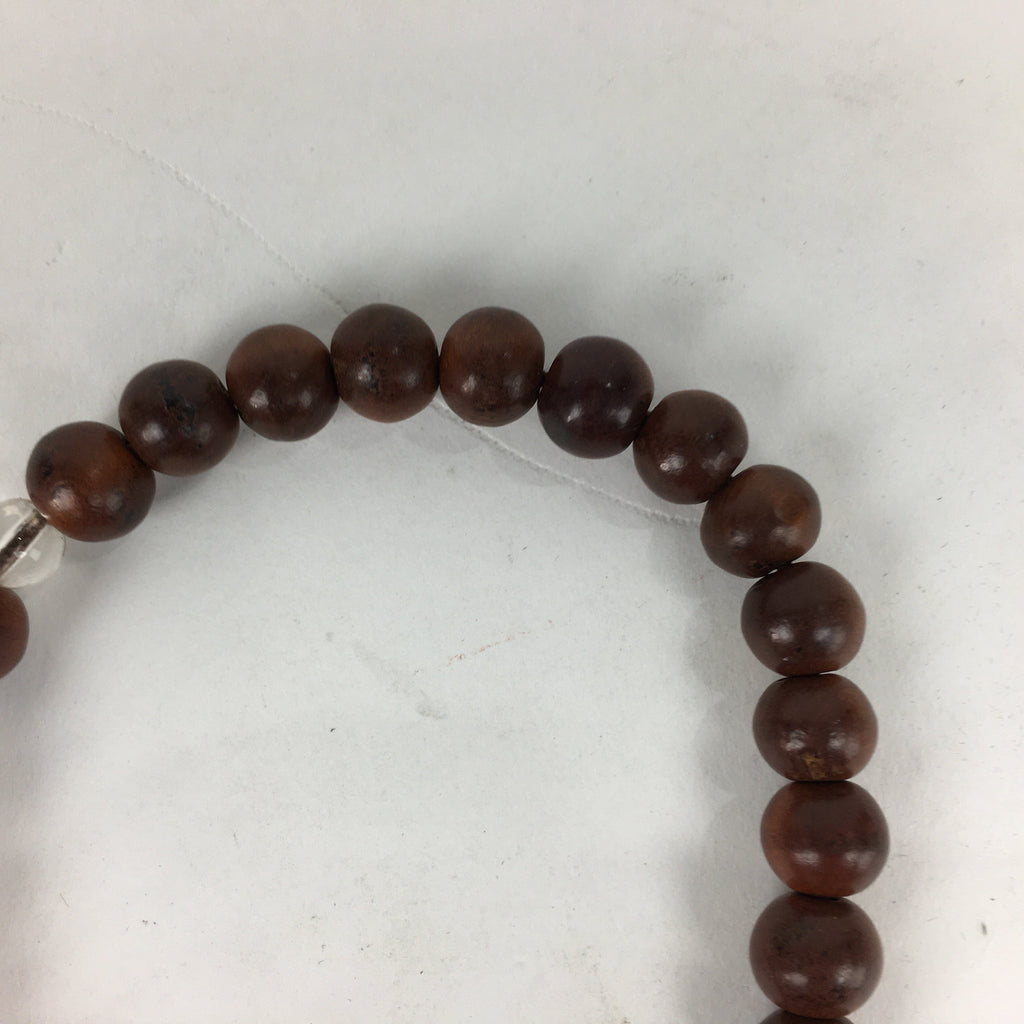 Japanese Buddhist Prayer Beads Vtg Wood Brown Beads Juzu Rosary Bracelet JZ85
