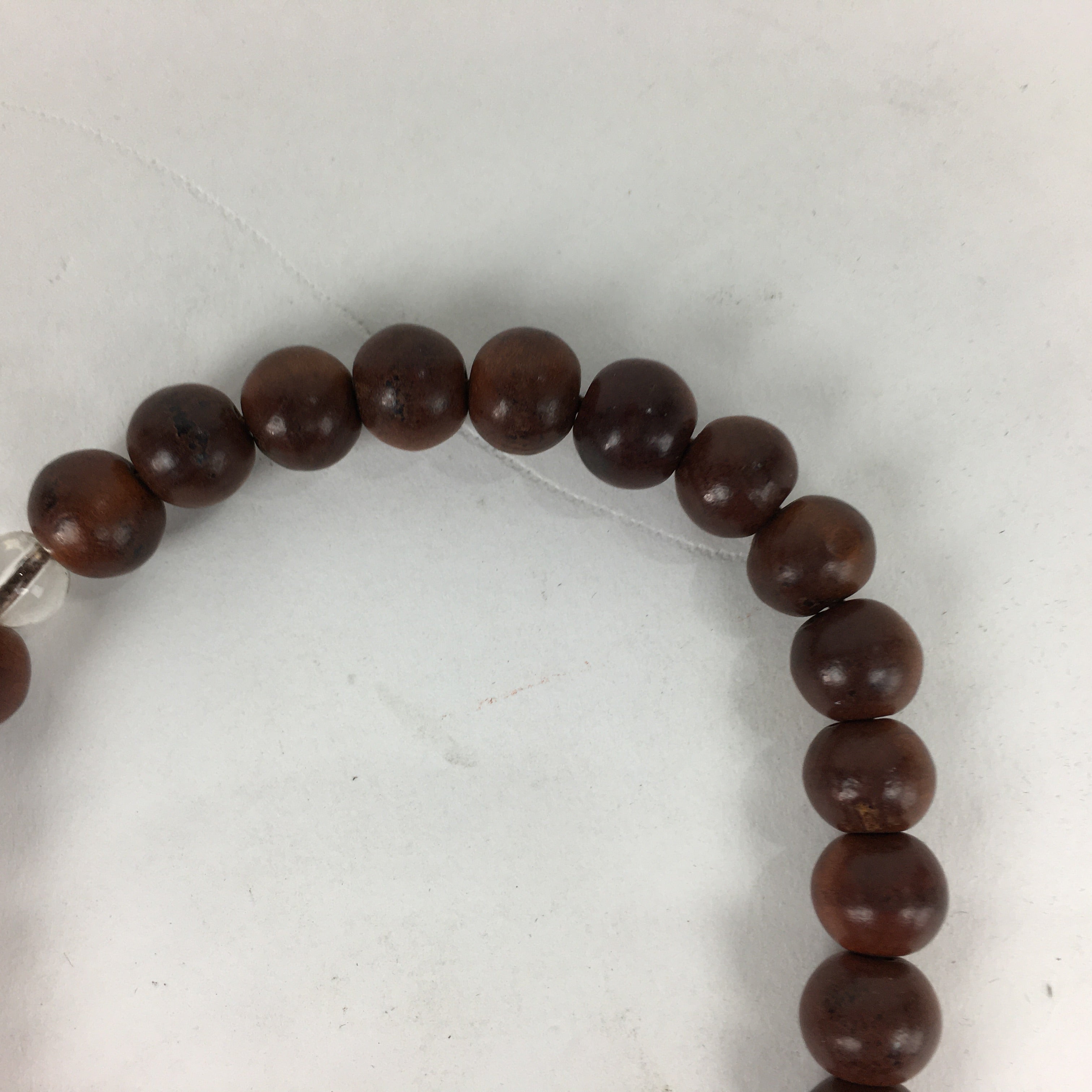 Japanese Buddhist Prayer Beads Vtg Wood Brown Beads Juzu Rosary Bracelet JZ85