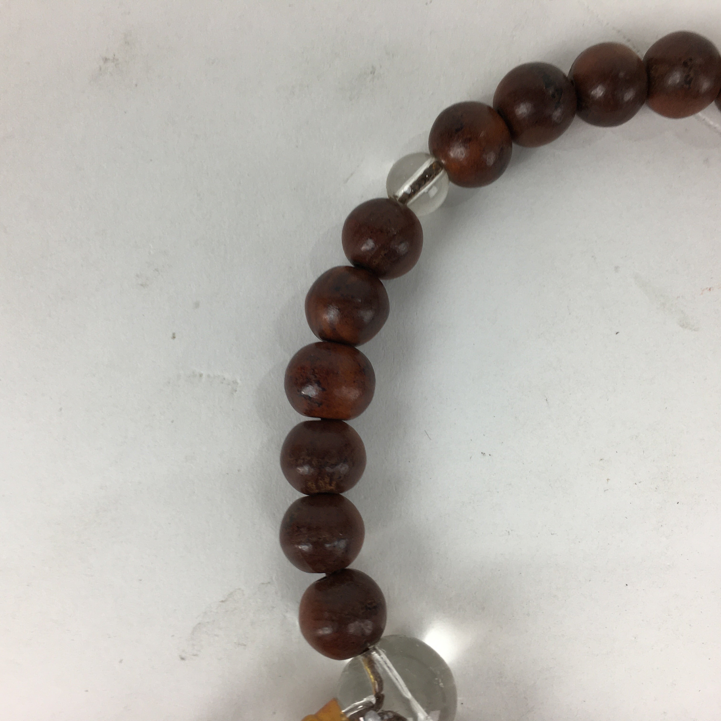 Japanese Buddhist Prayer Beads Vtg Wood Brown Beads Juzu Rosary Bracelet JZ85