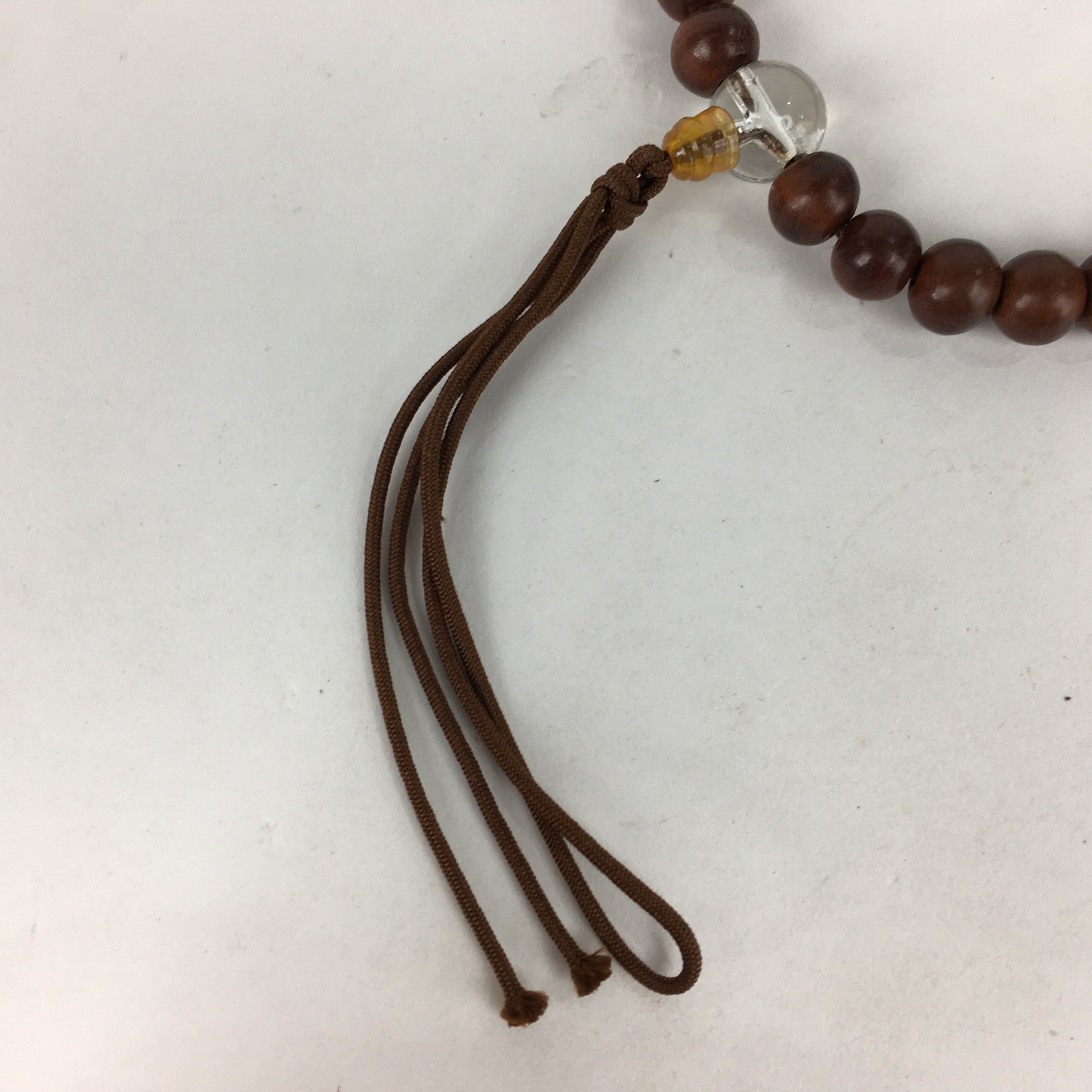 Japanese Buddhist Prayer Beads Vtg Wood Brown Beads Juzu Rosary Bracelet JZ85