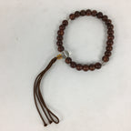 Japanese Buddhist Prayer Beads Vtg Wood Brown Beads Juzu Rosary Bracelet JZ85