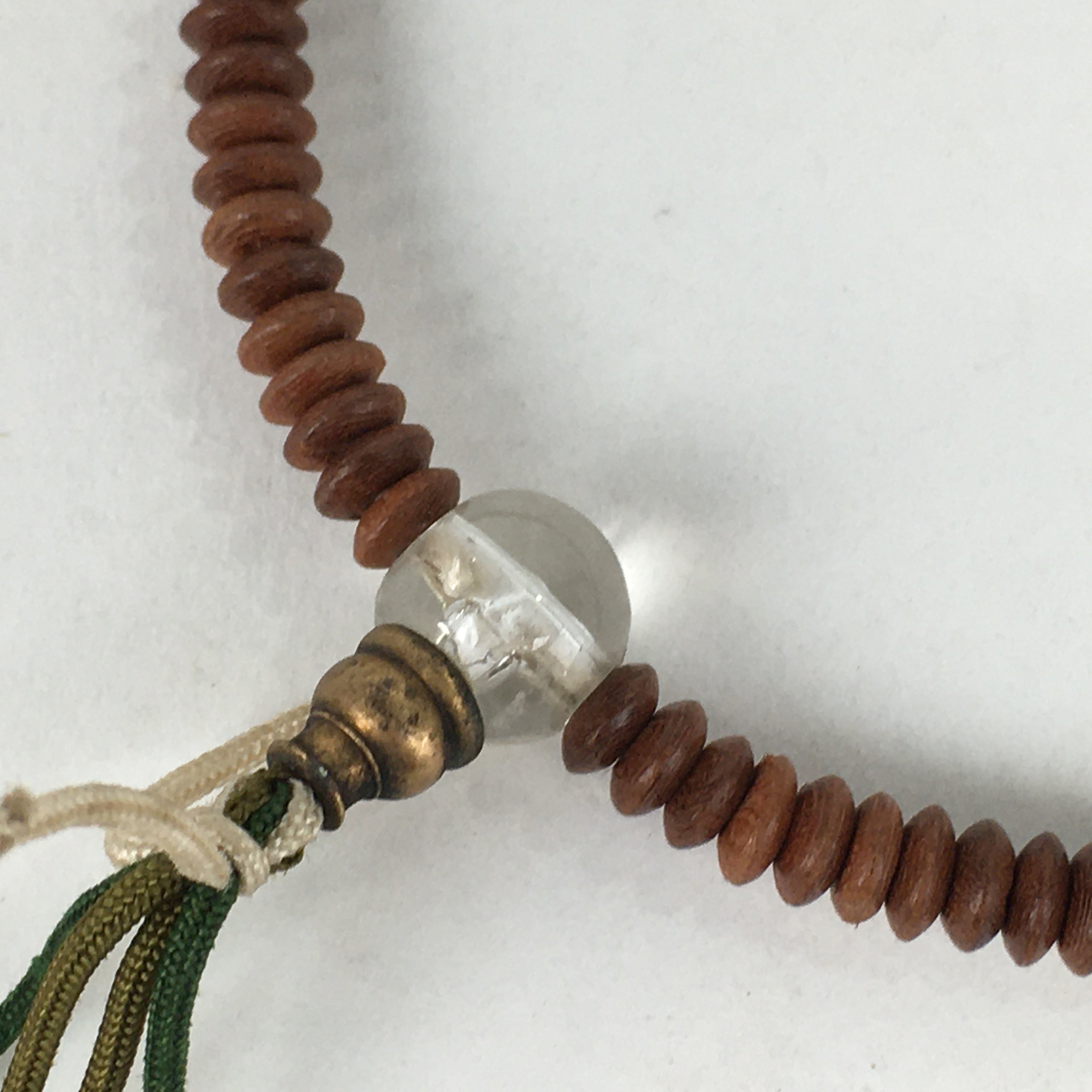 Japanese Buddhist Prayer Beads Vtg Wood Brown Juzu Rosary Bracelet JZ89