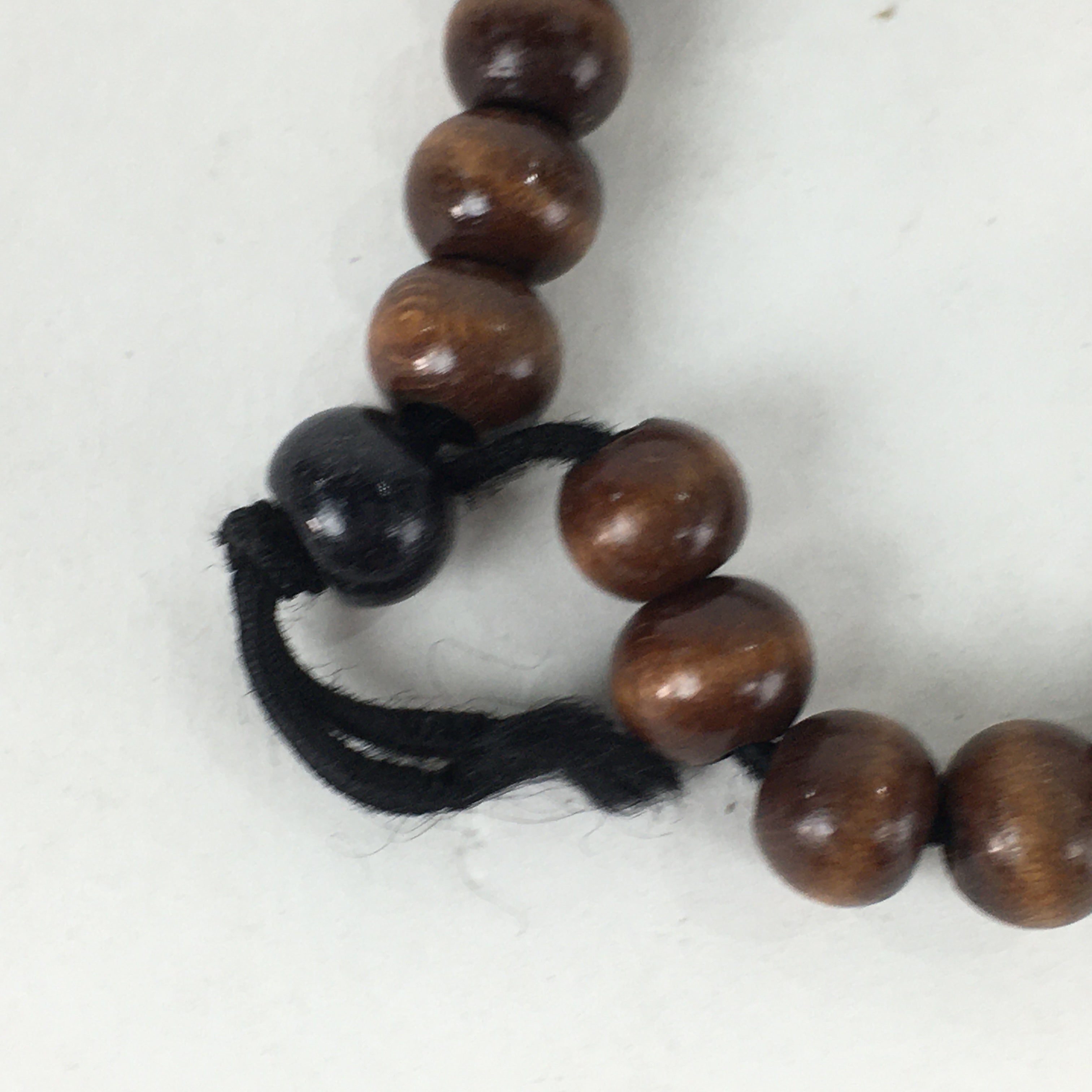 Japanese Buddhist Prayer Beads Vtg Wood Brown Juzu Small Rosary Bracelet JZ86