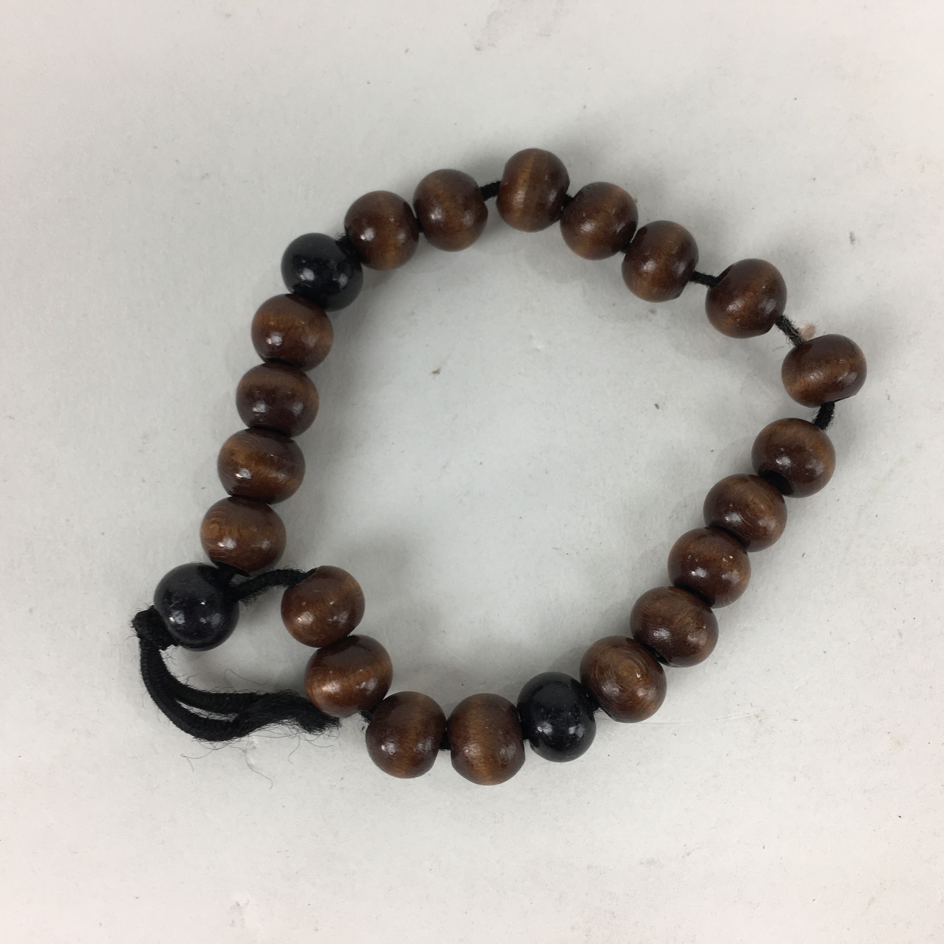 Japanese Buddhist Prayer Beads Vtg Wood Brown Juzu Small Rosary Bracelet JZ86