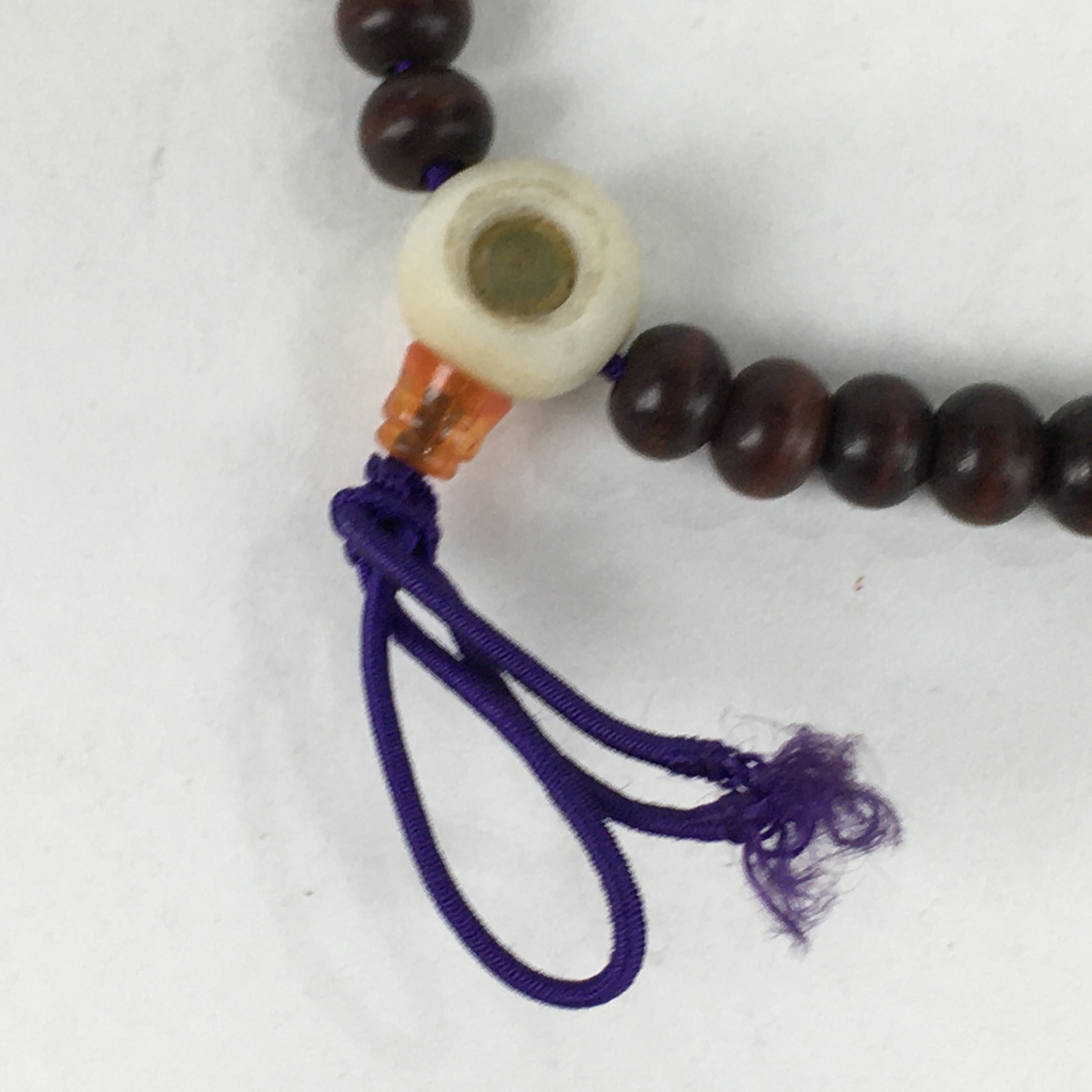 Japanese Buddhist Prayer Beads Vtg Wood Brown Juzu Small Rosary Bracelet JZ88