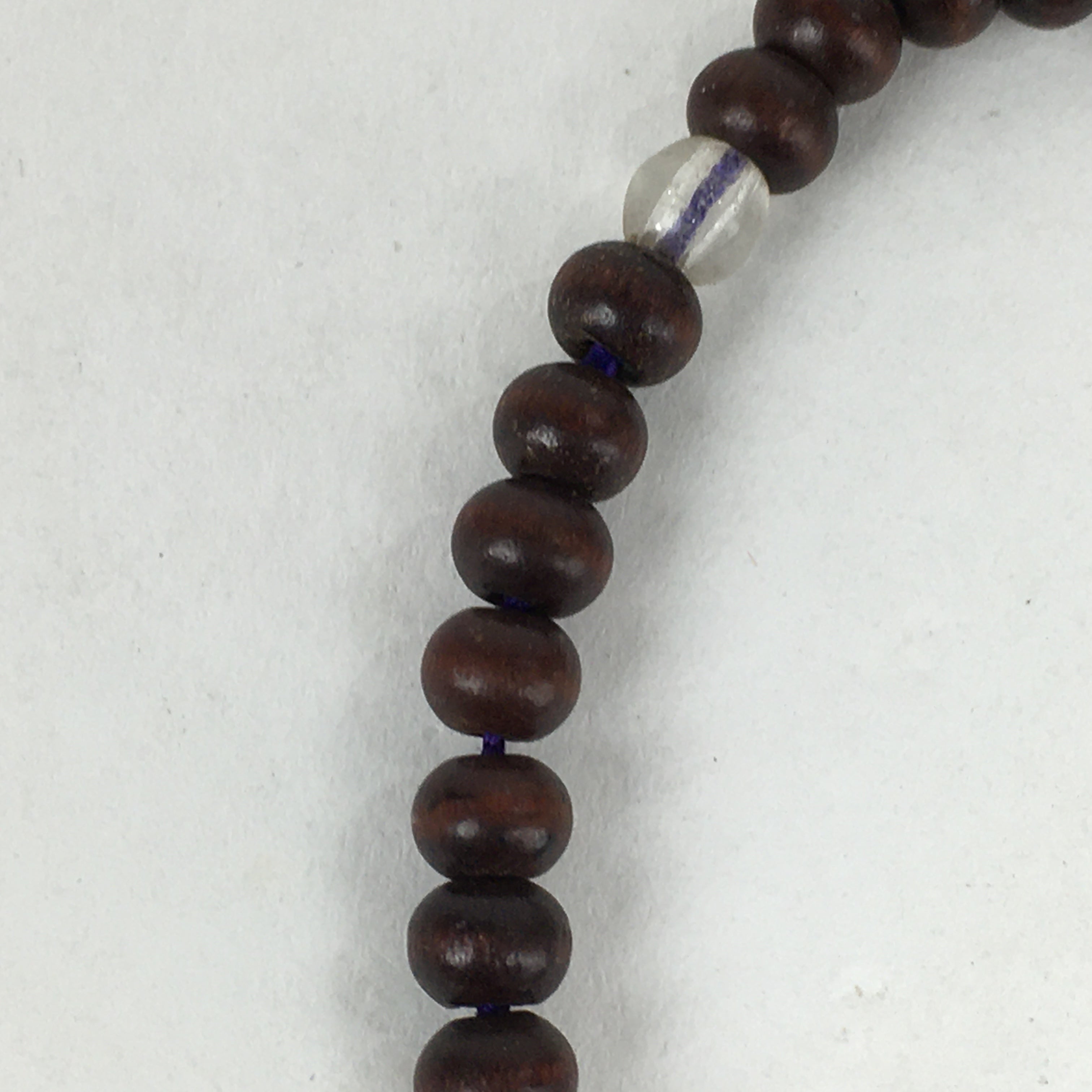 Japanese Buddhist Prayer Beads Vtg Wood Brown Juzu Small Rosary Bracelet JZ88