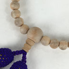 Japanese Buddhist Prayer Beads Vtg Wood White Juzu Rosary Bracelet JZ94