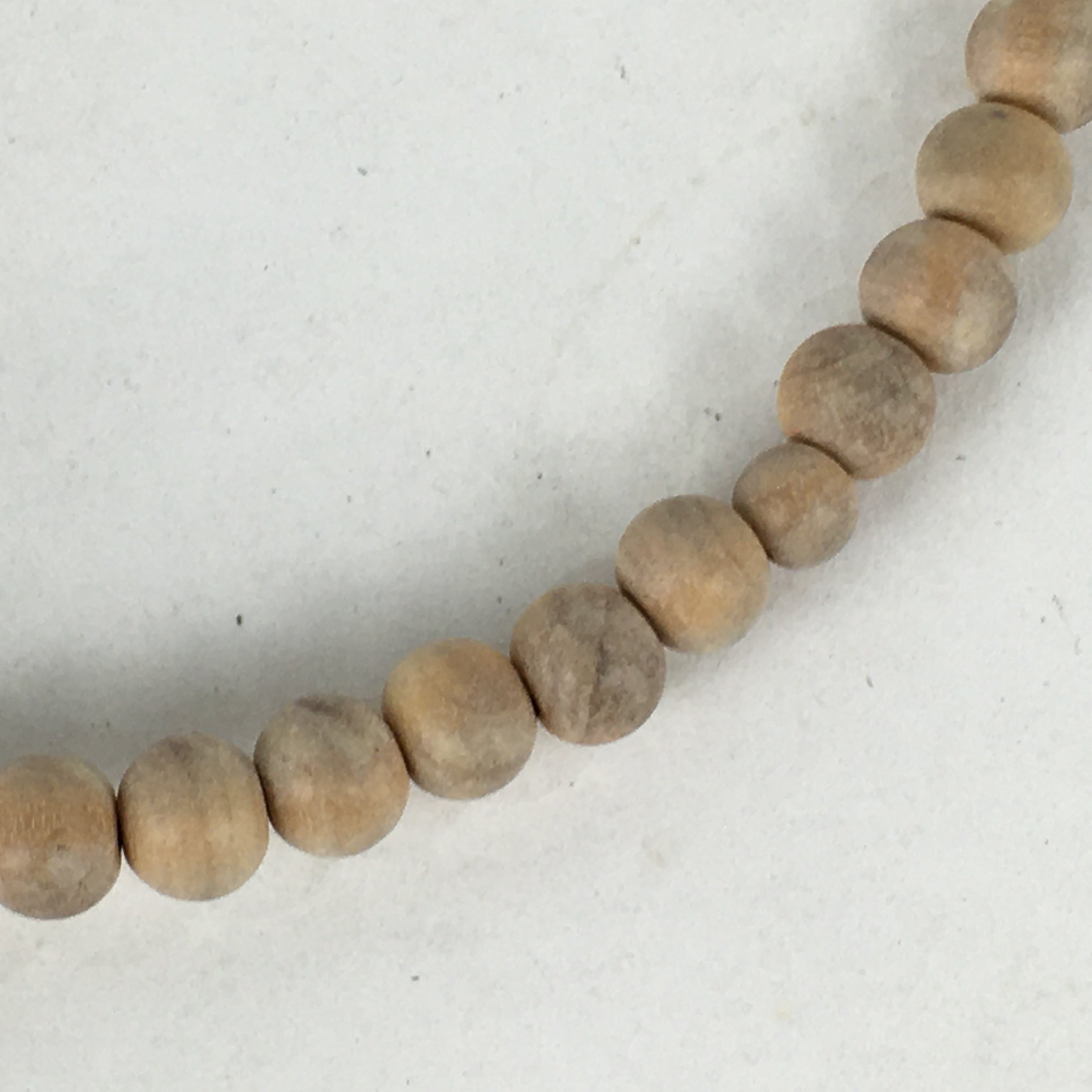 Japanese Buddhist Prayer Beads Vtg Wood White Juzu Rosary Bracelet JZ94