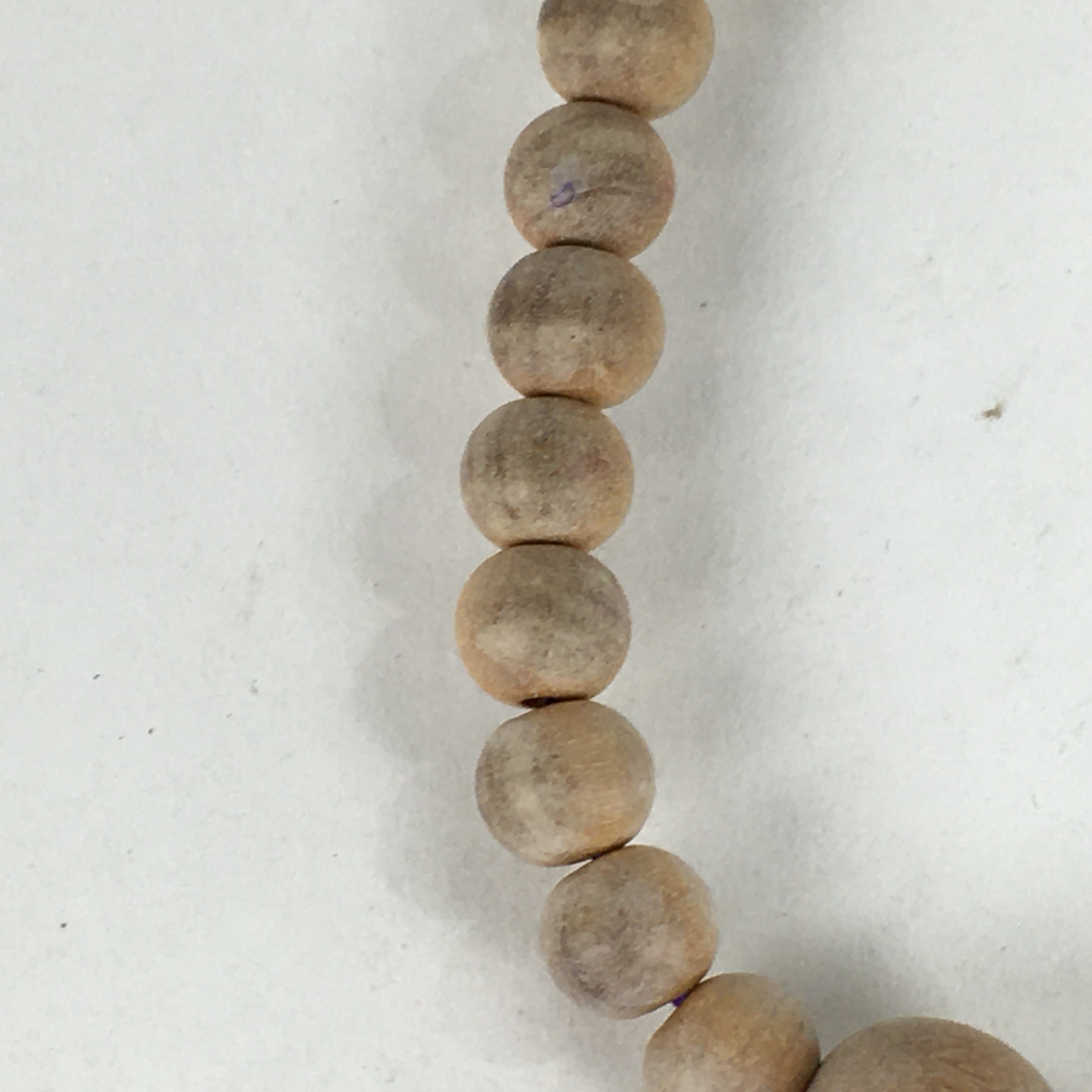 Japanese Buddhist Prayer Beads Vtg Wood White Juzu Rosary Bracelet JZ94