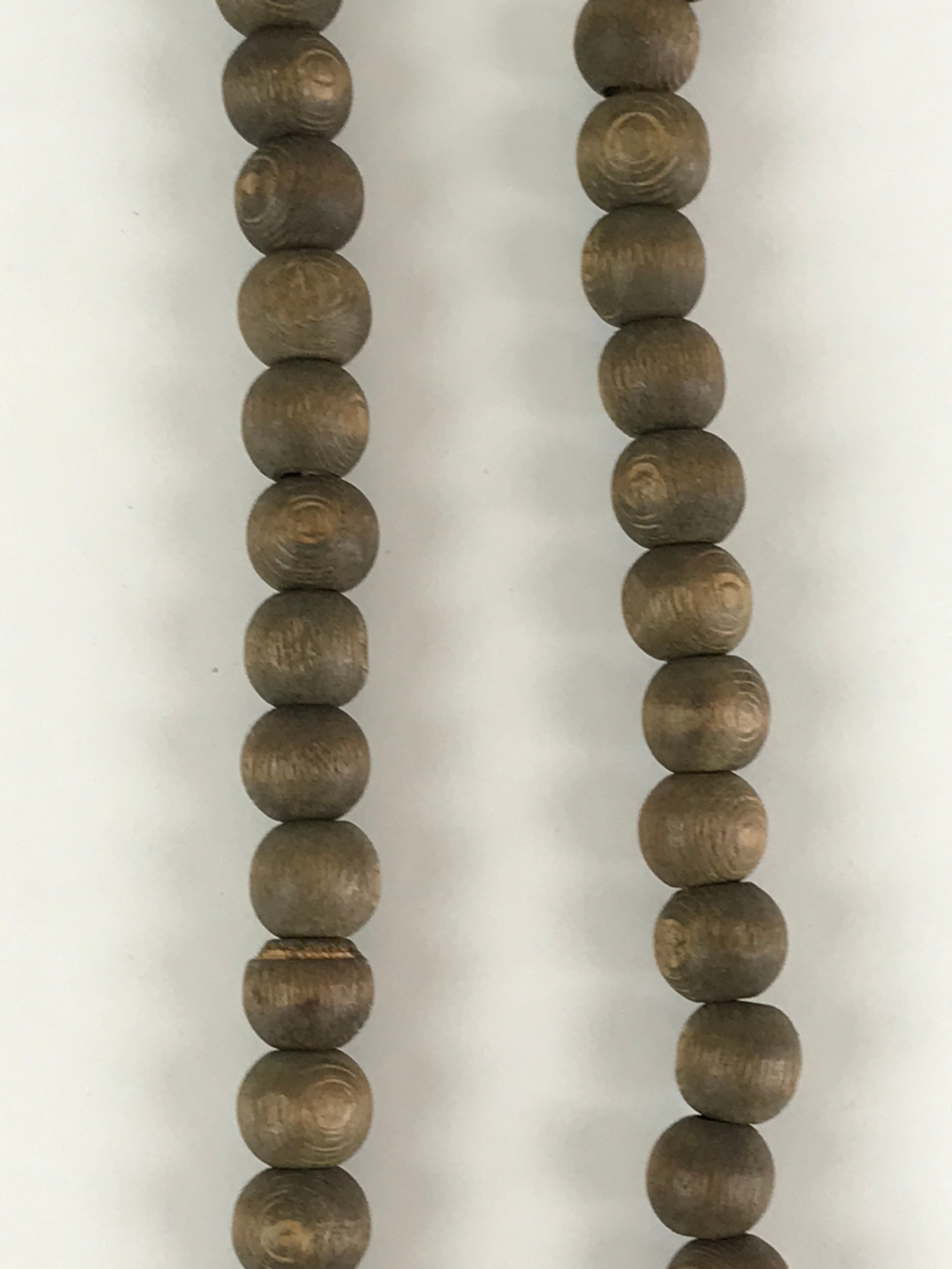 Japanese Buddhist Prayer Beads Vtg Wooden Long Juzu Rosary Bracelet JZ104