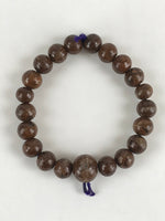 Japanese Buddhist Prayer Beads Worship Vtg Juzu Rosary Bracelet Brown Wood JZ120