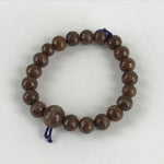 Japanese Buddhist Prayer Beads Worship Vtg Juzu Rosary Bracelet Brown Wood JZ120