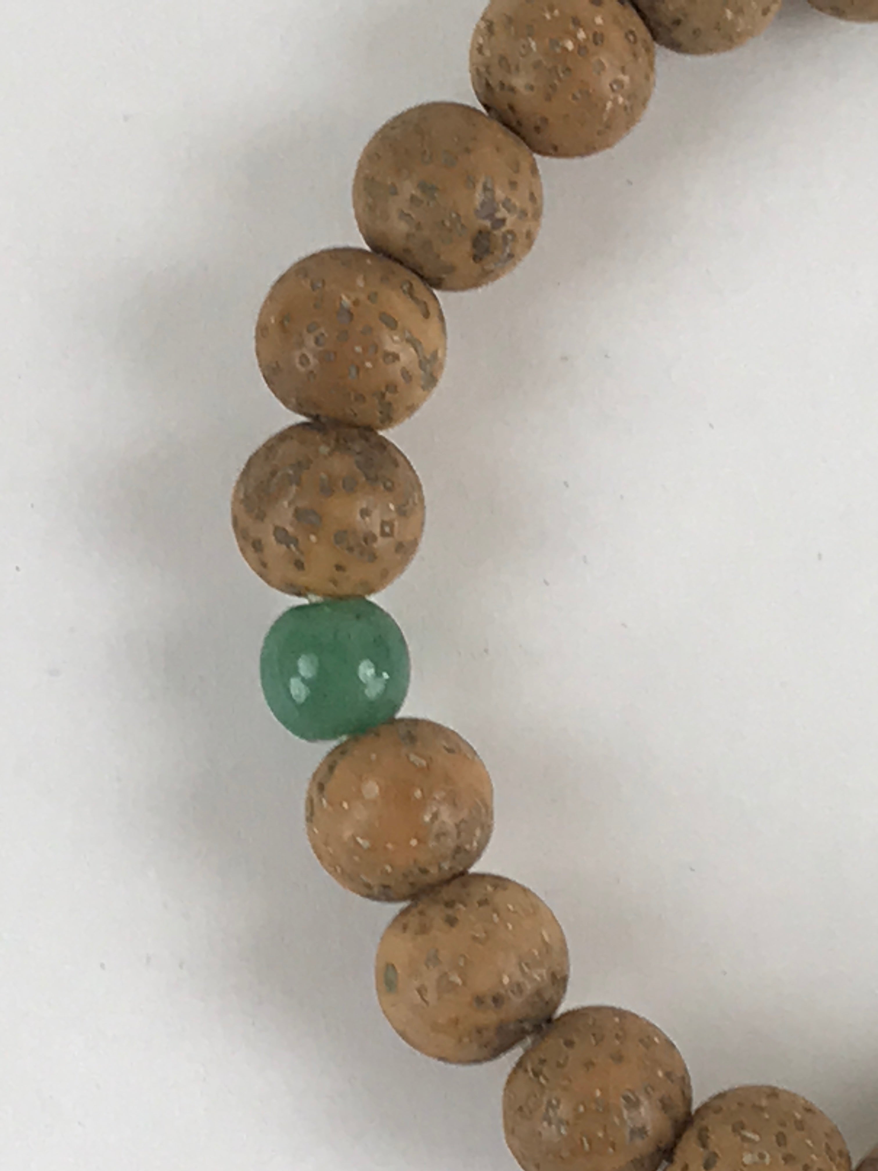 Japanese Buddhist Prayer Beads Worship Vtg Juzu Rosary Bracelet Green Agate JZ11