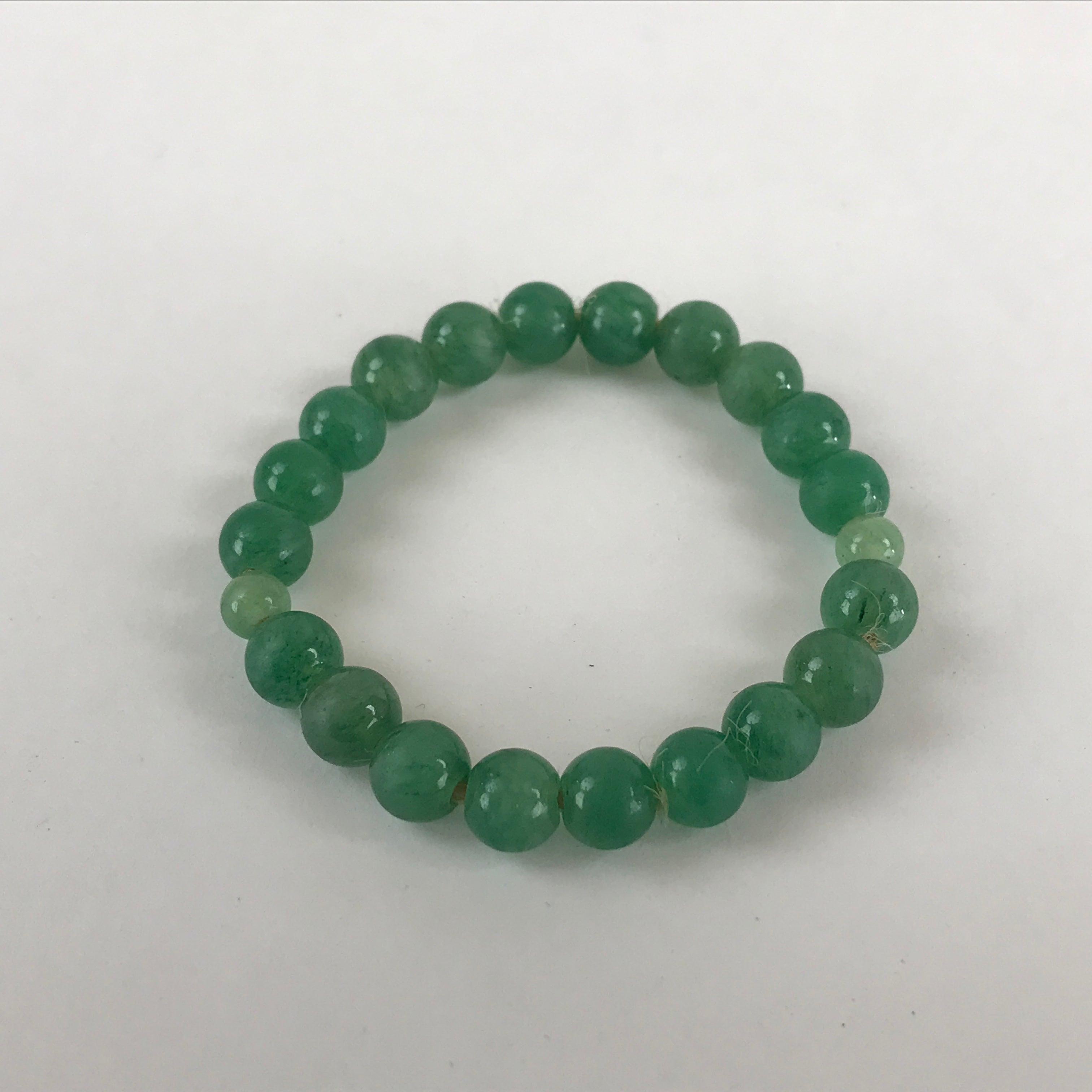Japanese Buddhist Prayer Beads Worship Vtg Juzu Rosary Bracelet Green Agate JZ12