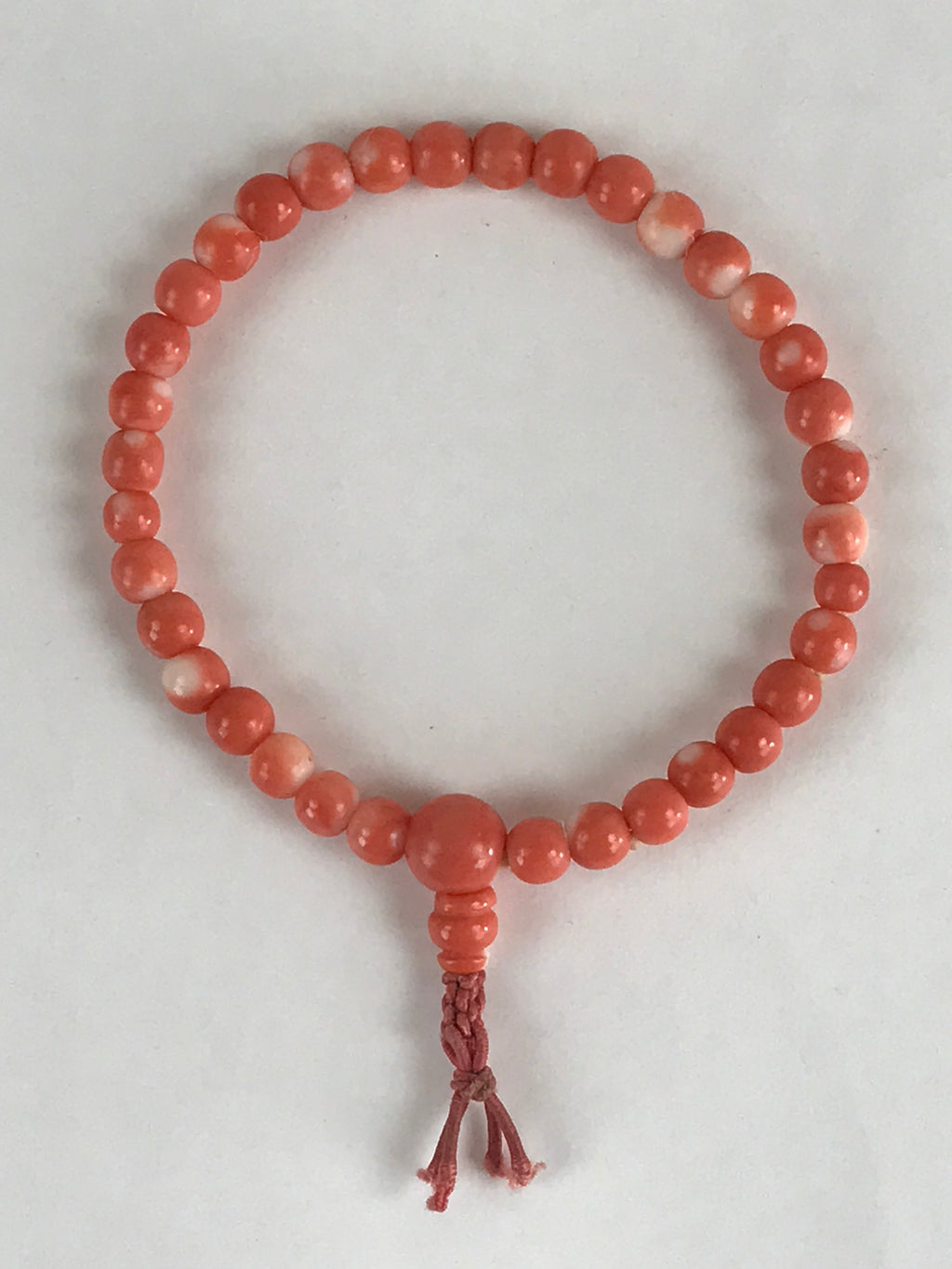 Japanese Buddhist Prayer Beads Worship Vtg Juzu Rosary Bracelet Orange Coral JZ1