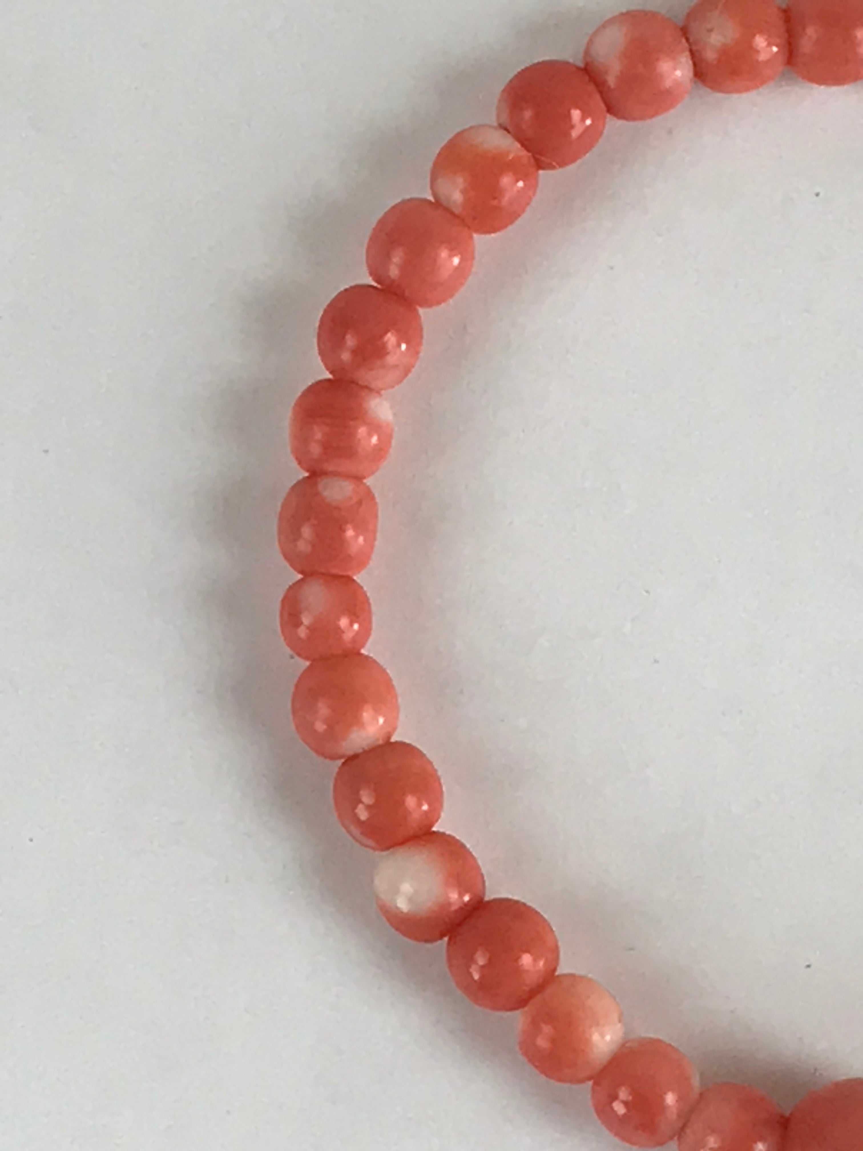Japanese Buddhist Prayer Beads Worship Vtg Juzu Rosary Bracelet Orange Coral JZ1