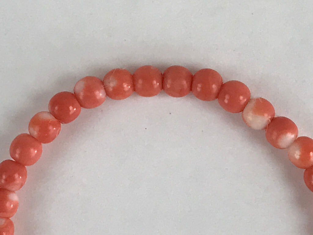 Japanese Buddhist Prayer Beads Worship Vtg Juzu Rosary Bracelet Orange Coral JZ1