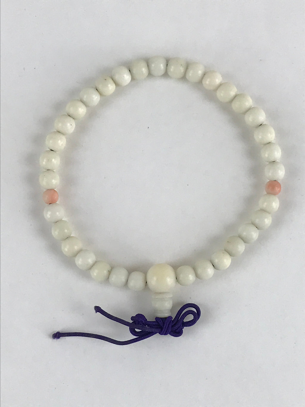 Japanese Buddhist Prayer Beads Worship Vtg Juzu Rosary Bracelet White Small JZ11