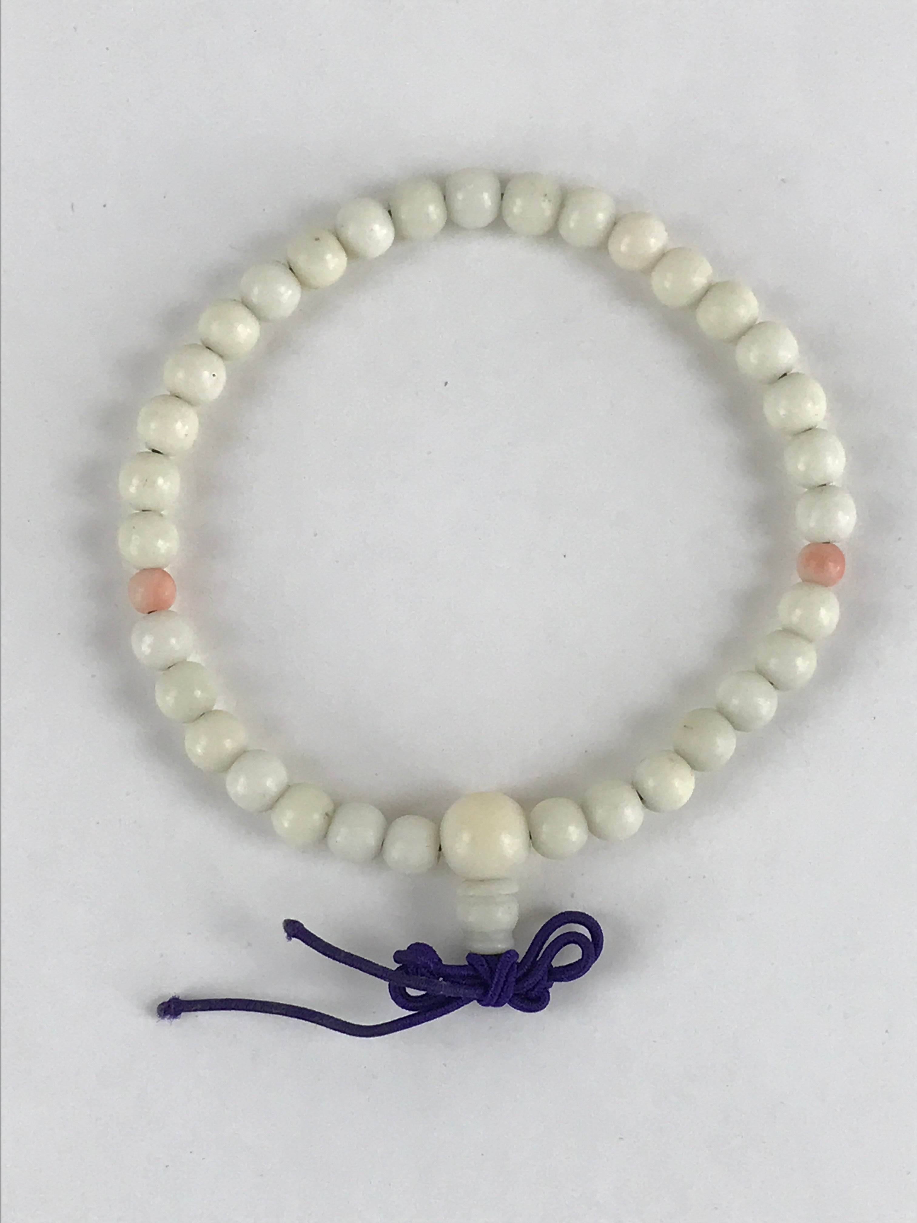 Japanese Buddhist Prayer Beads Worship Vtg Juzu Rosary Bracelet White Small JZ11