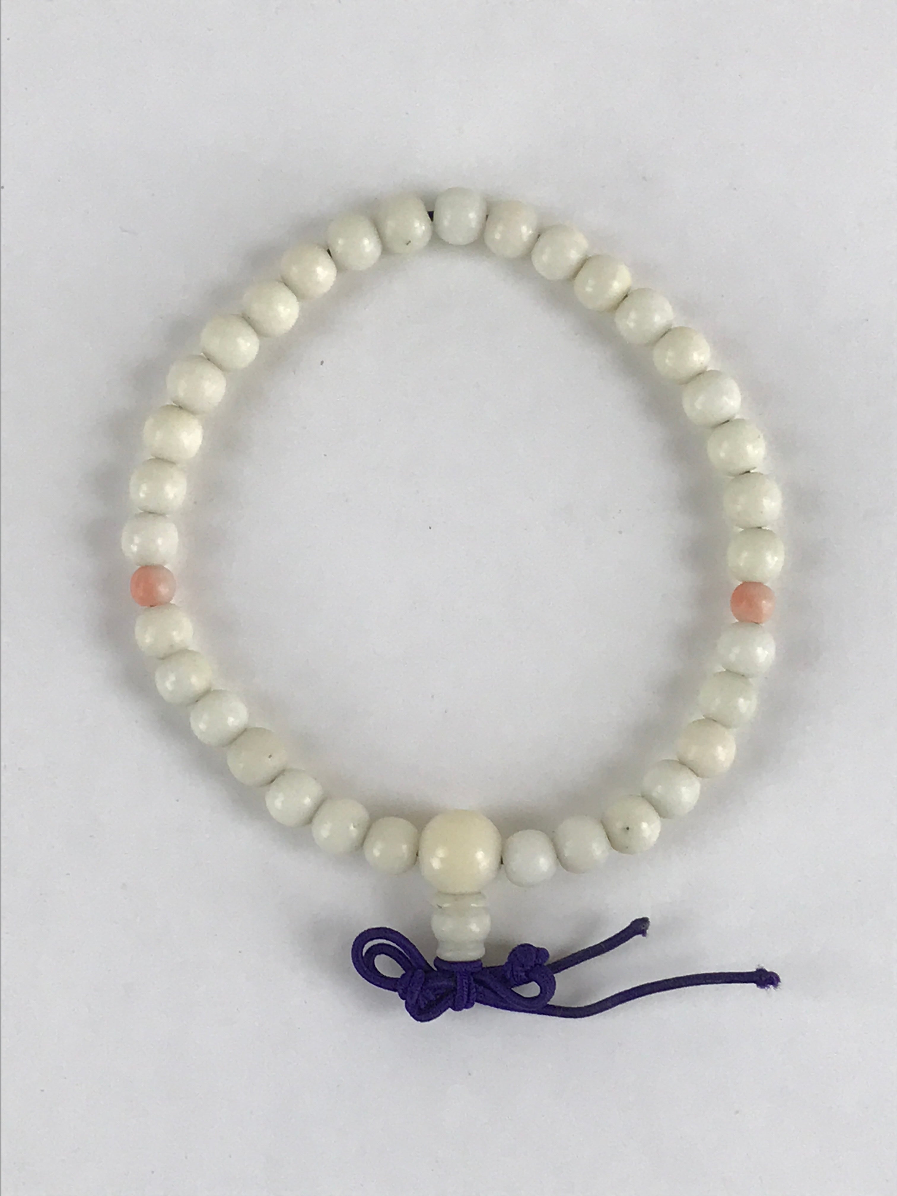 Japanese Buddhist Prayer Beads Worship Vtg Juzu Rosary Bracelet White Small JZ11
