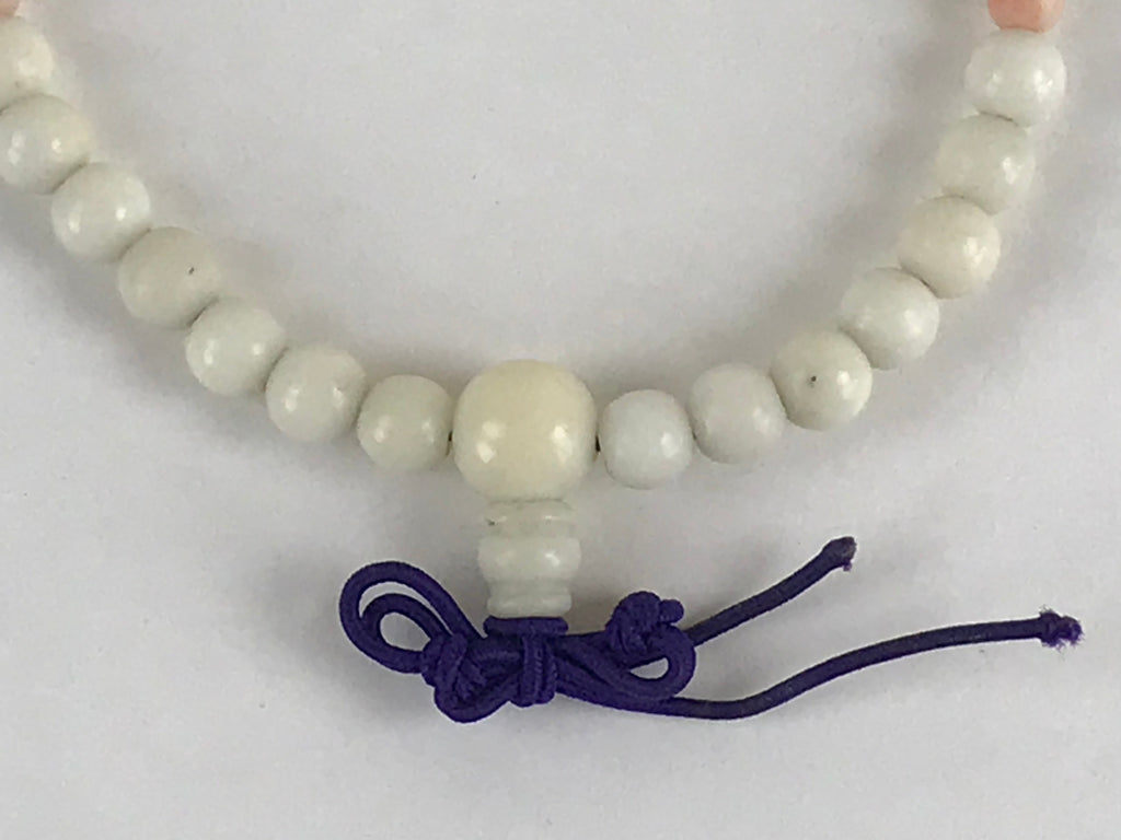 Japanese Buddhist Prayer Beads Worship Vtg Juzu Rosary Bracelet White Small JZ11