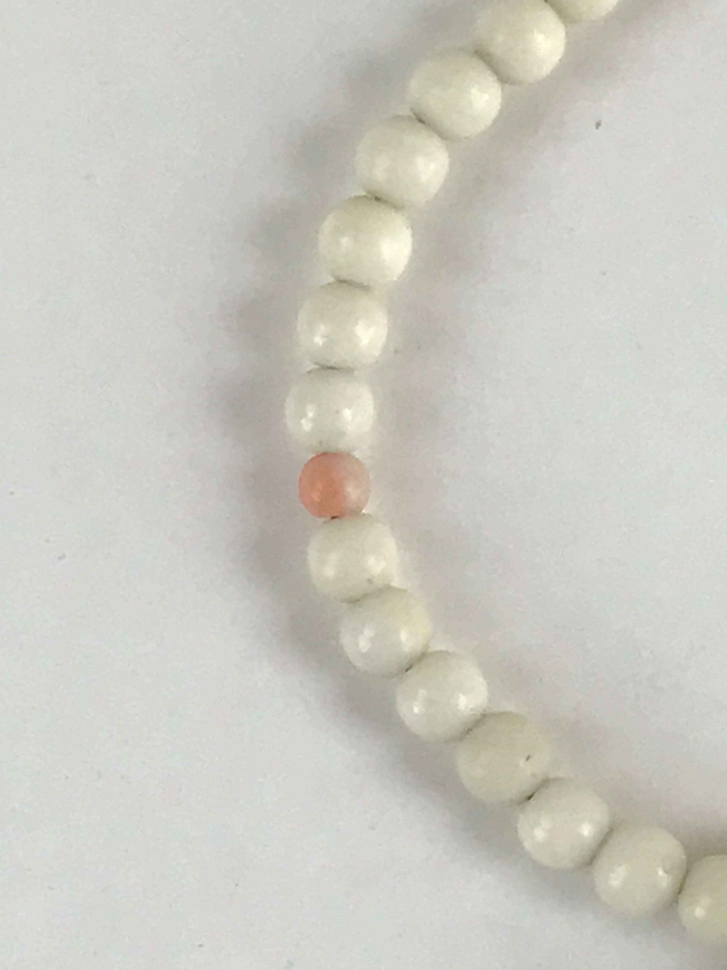 Japanese Buddhist Prayer Beads Worship Vtg Juzu Rosary Bracelet White Small JZ11