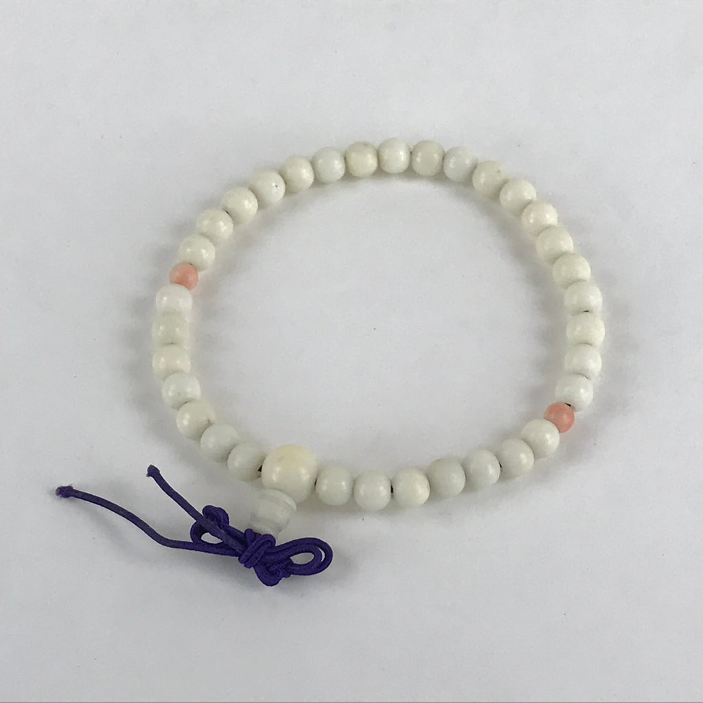 Japanese Buddhist Prayer Beads Worship Vtg Juzu Rosary Bracelet White Small JZ11