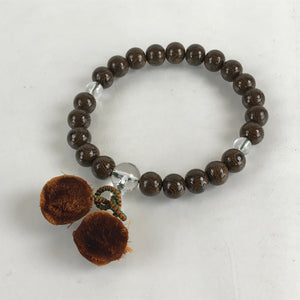 Japanese Buddhist Prayer Beads Worship Vtg Juzu Rosary Bracelet Wood Brown JZ111
