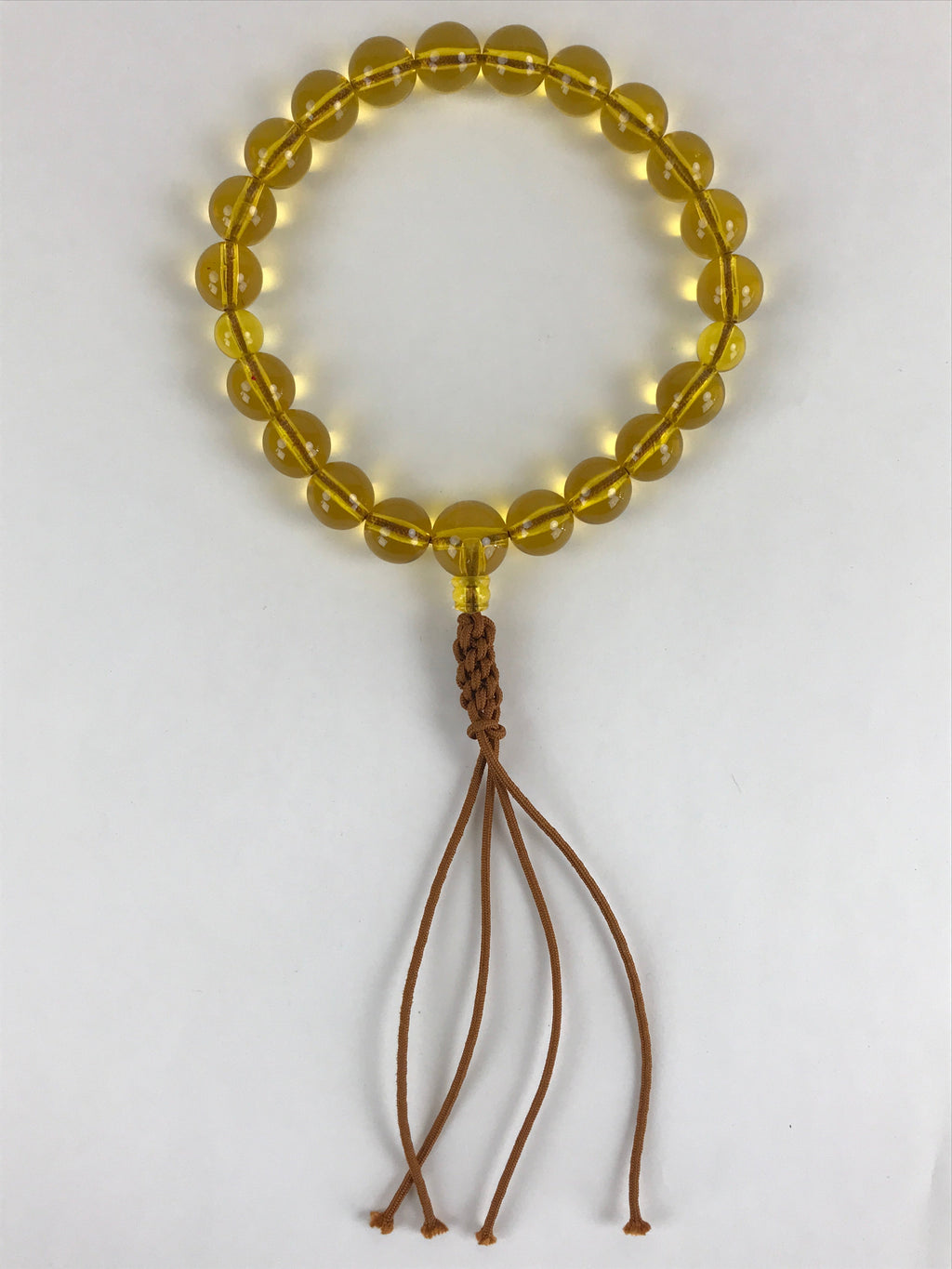Japanese Buddhist Prayer Beads Worship Vtg Juzu Rosary Bracelet Yellowish Clear