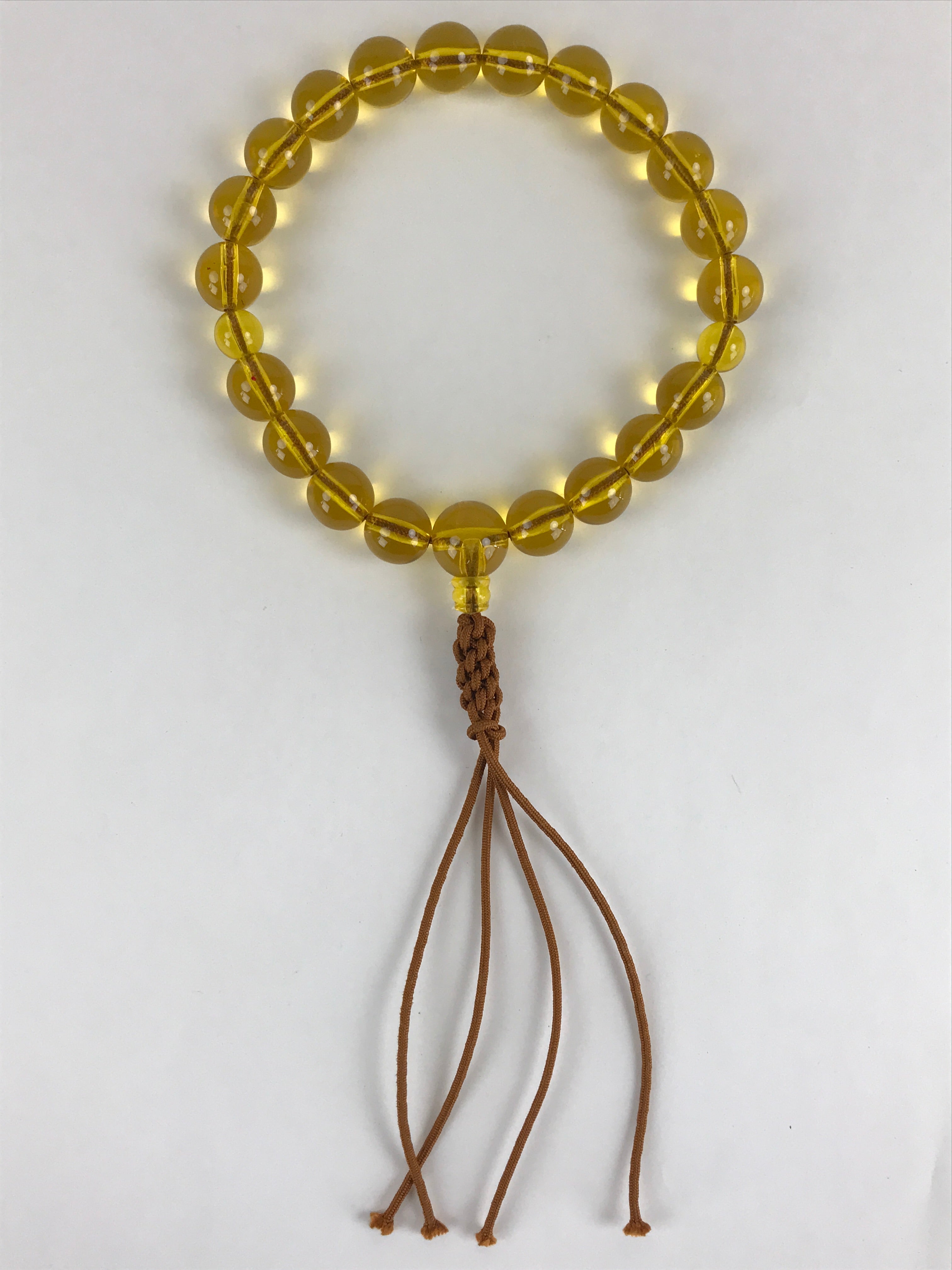 Japanese Buddhist Prayer Beads Worship Vtg Juzu Rosary Bracelet Yellowish Clear