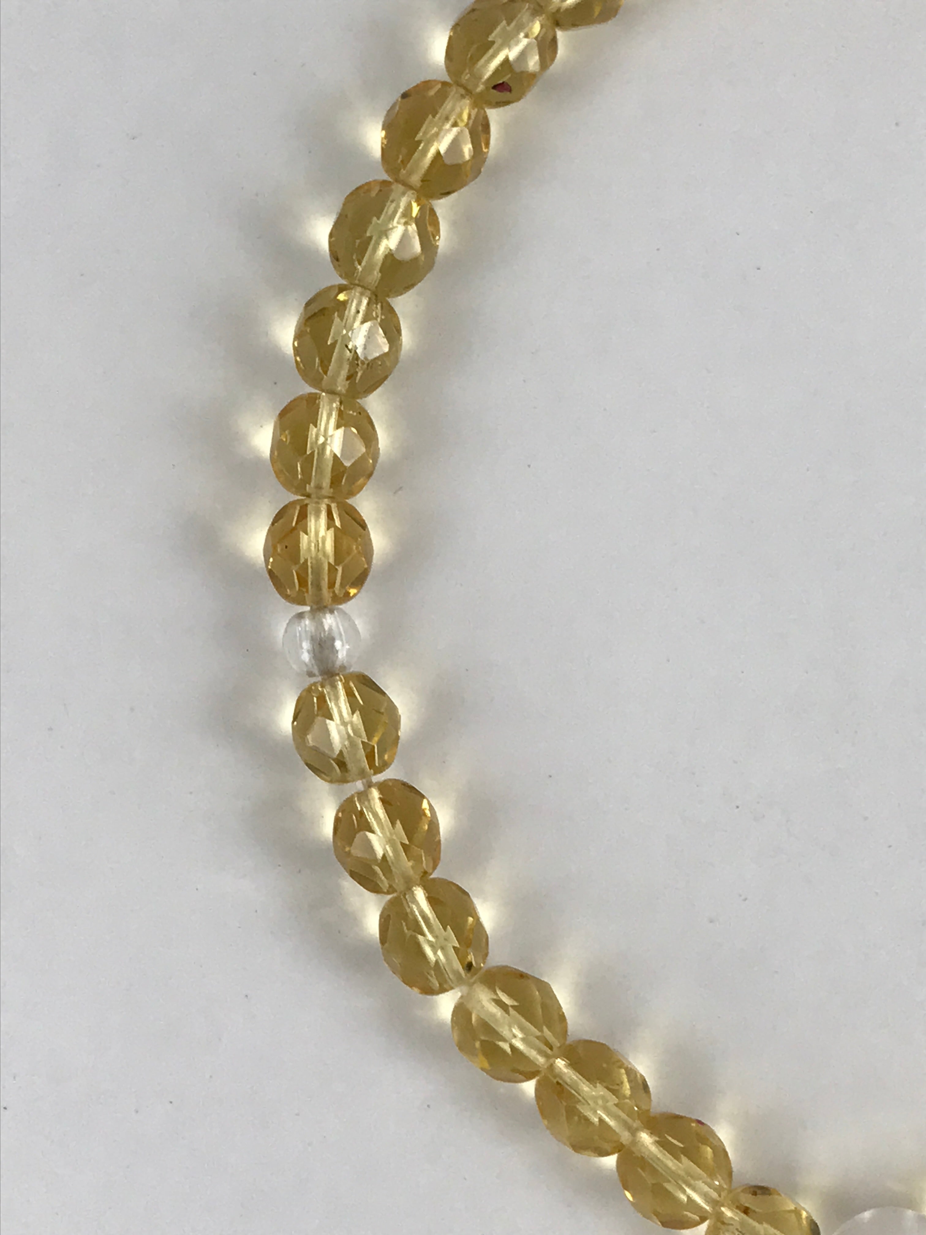 Japanese Buddhist Prayer Beads Worship Vtg Juzu Rosary Bracelet Yellowish Clear