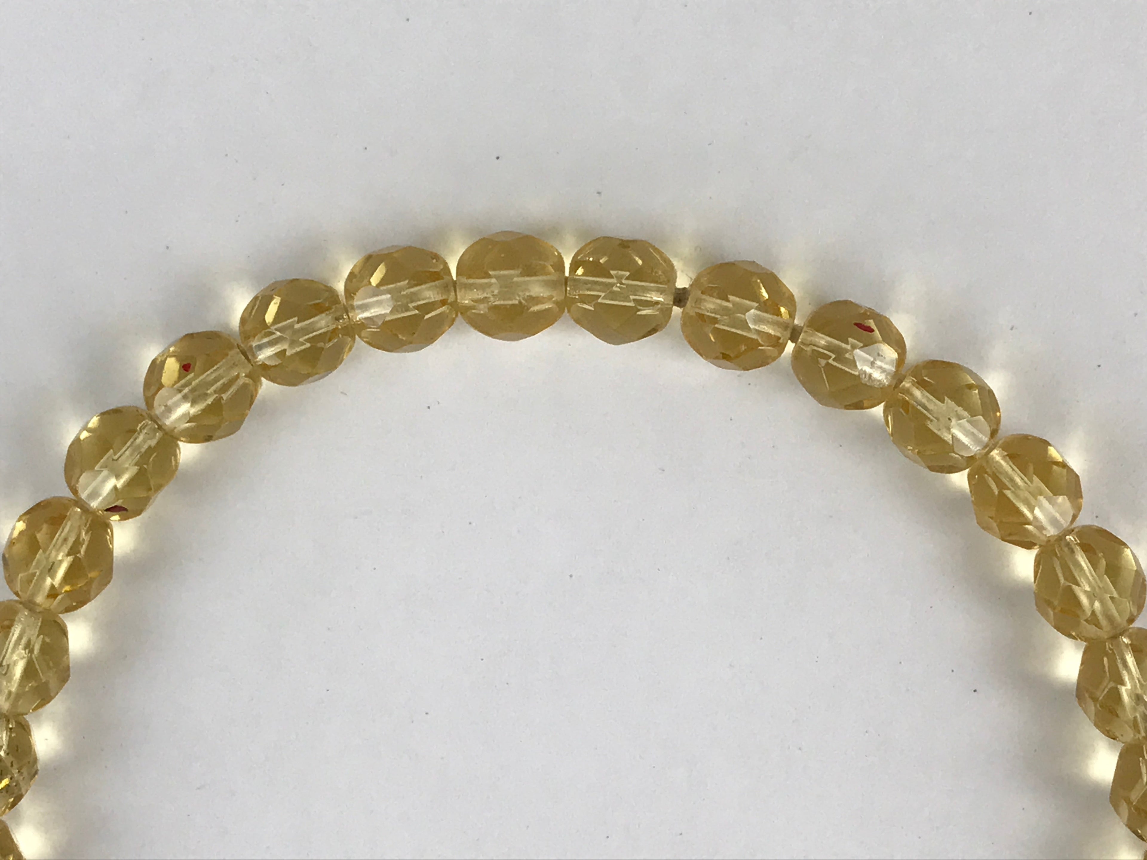 Japanese Buddhist Prayer Beads Worship Vtg Juzu Rosary Bracelet Yellowish Clear