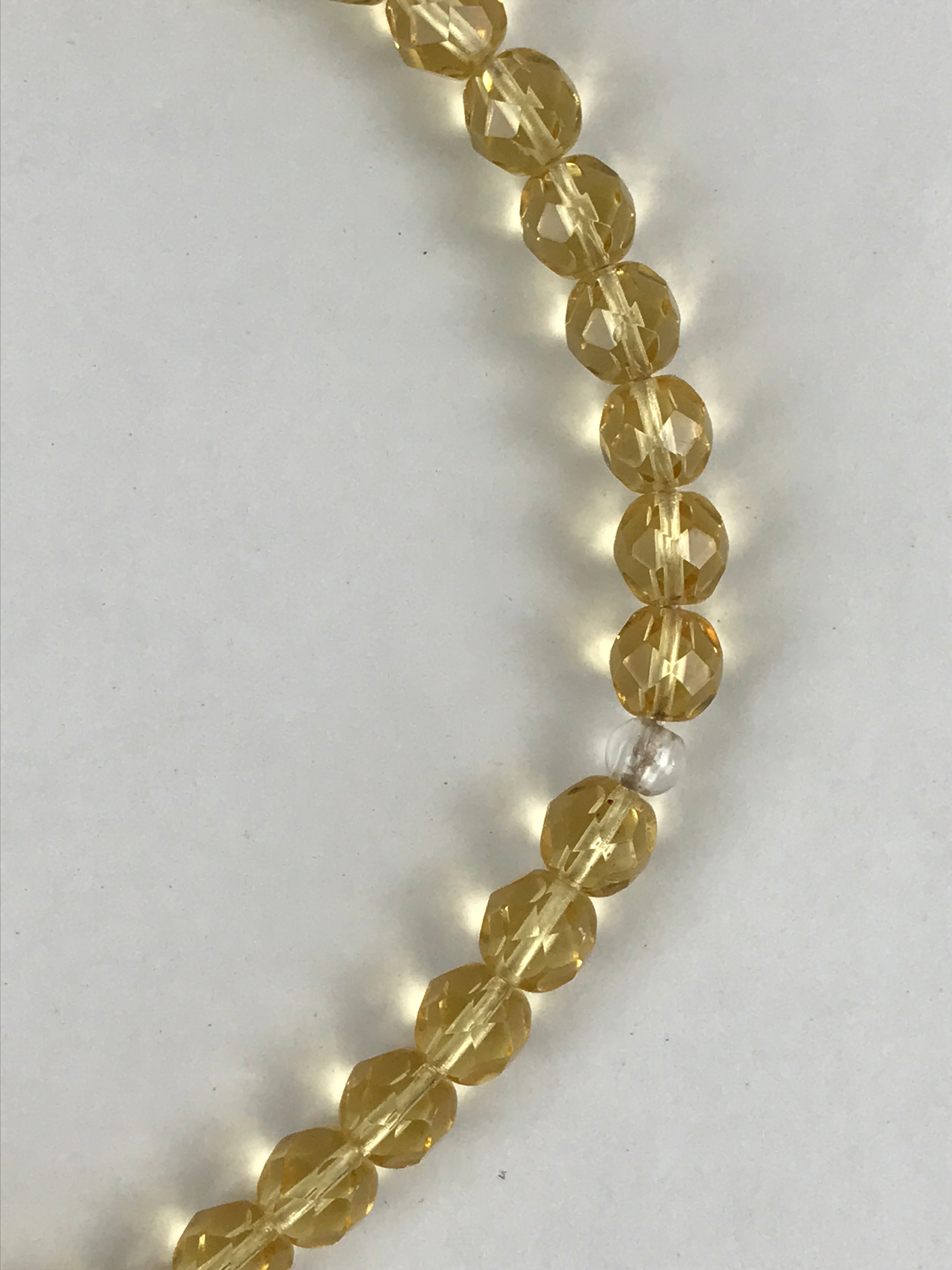 Japanese Buddhist Prayer Beads Worship Vtg Juzu Rosary Bracelet Yellowish Clear