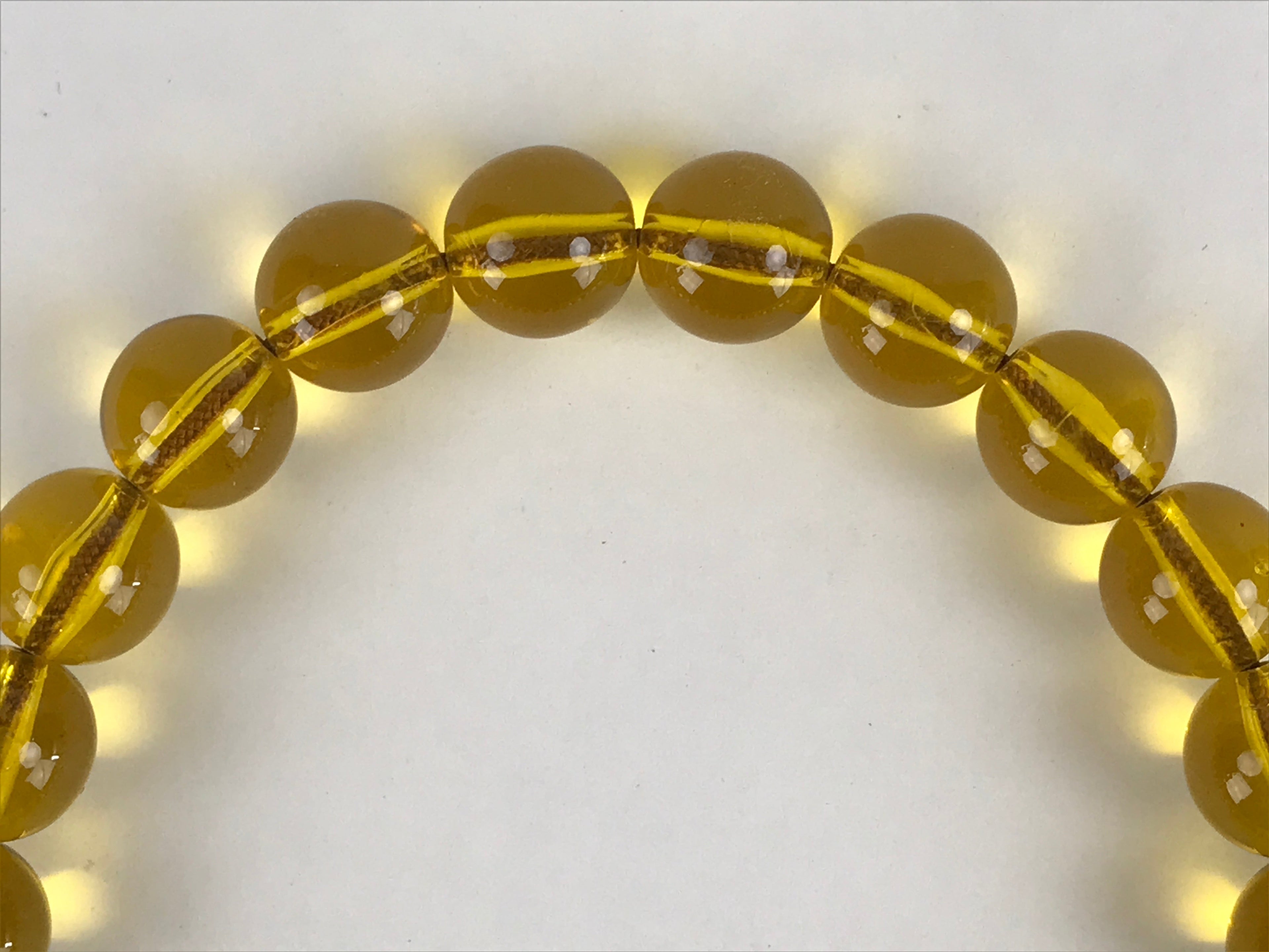 Japanese Buddhist Prayer Beads Worship Vtg Juzu Rosary Bracelet Yellowish Clear