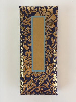 Japanese Buddhist Prayer Book Notepad Kakocho Vtg Paper Blue Fabric BU761