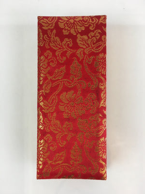 Japanese Buddhist Prayer Book Notepad Kakocho Vtg Paper Red Fabric BU760