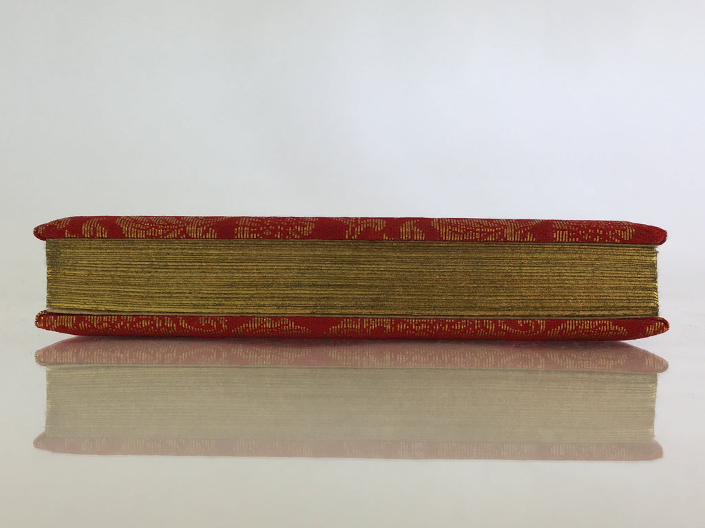 Japanese Buddhist Prayer Book Notepad Kakocho Vtg Paper Red Fabric BU760