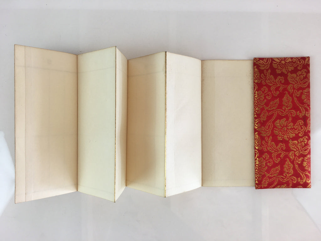 Japanese Buddhist Prayer Book Notepad Kakocho Vtg Paper Red Fabric BU760